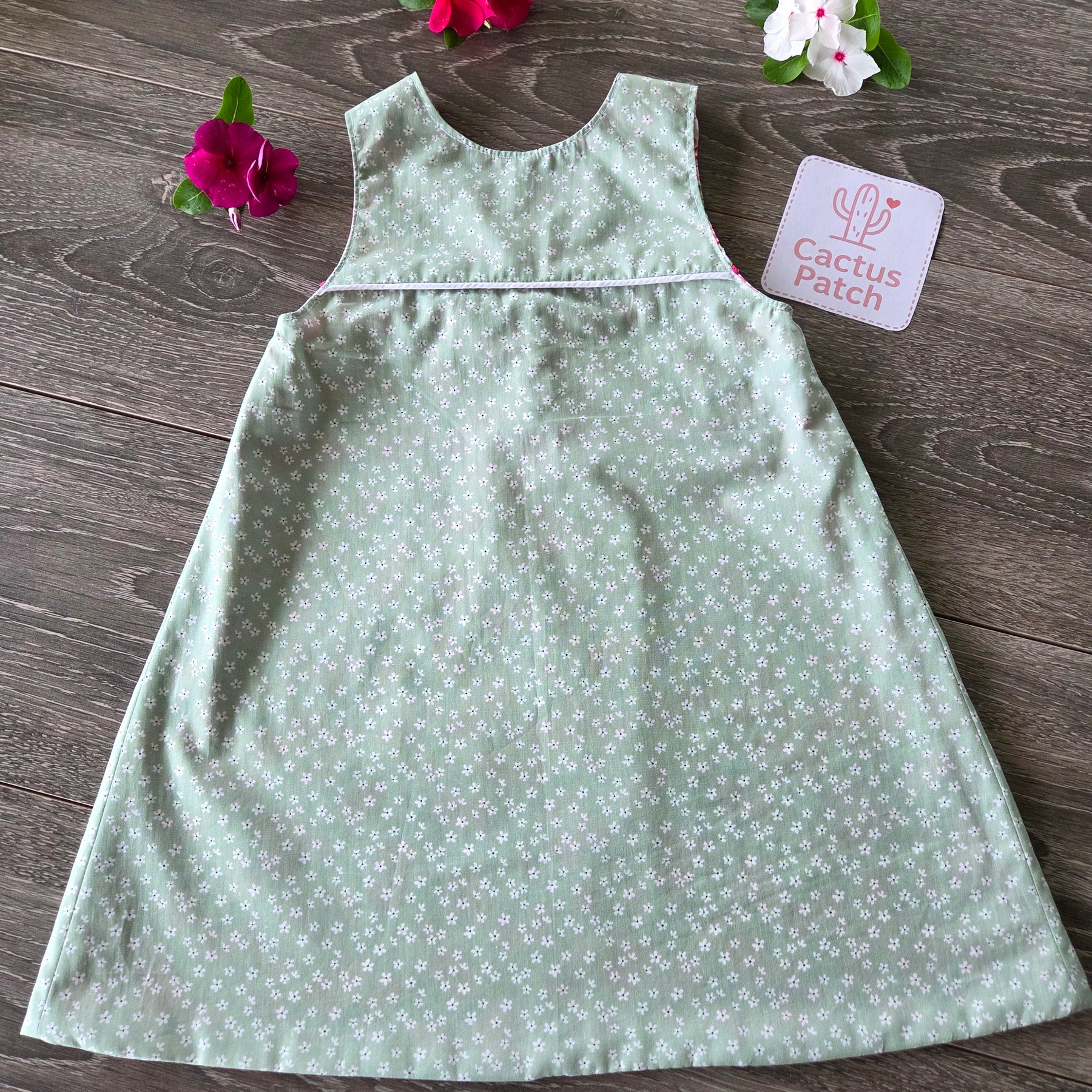"Vintage Rosebuds" Reversible Pinafore Dress - Size 2 Years