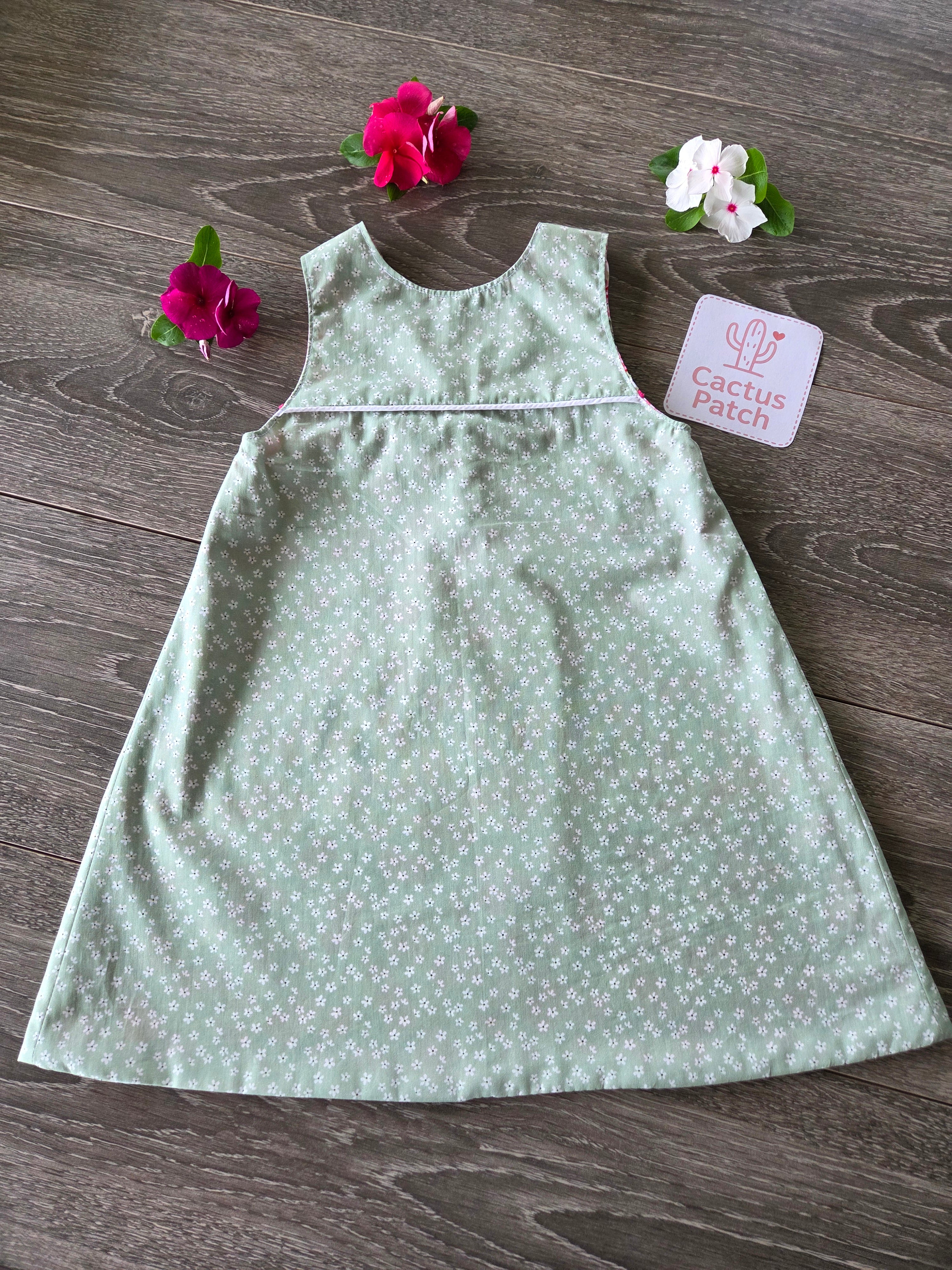 "Vintage Rosebuds" Reversible Pinafore Dress - Size 2 Years