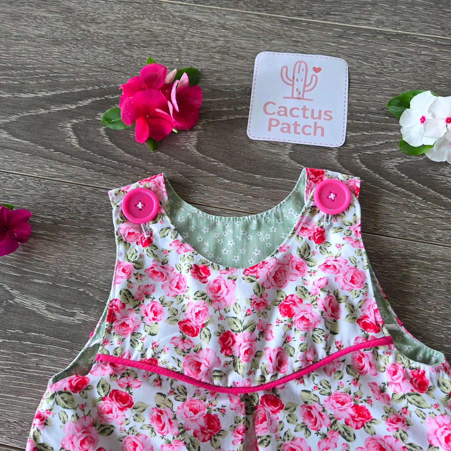 "Vintage Rosebuds" Reversible Pinafore Dress - Size 2 Years