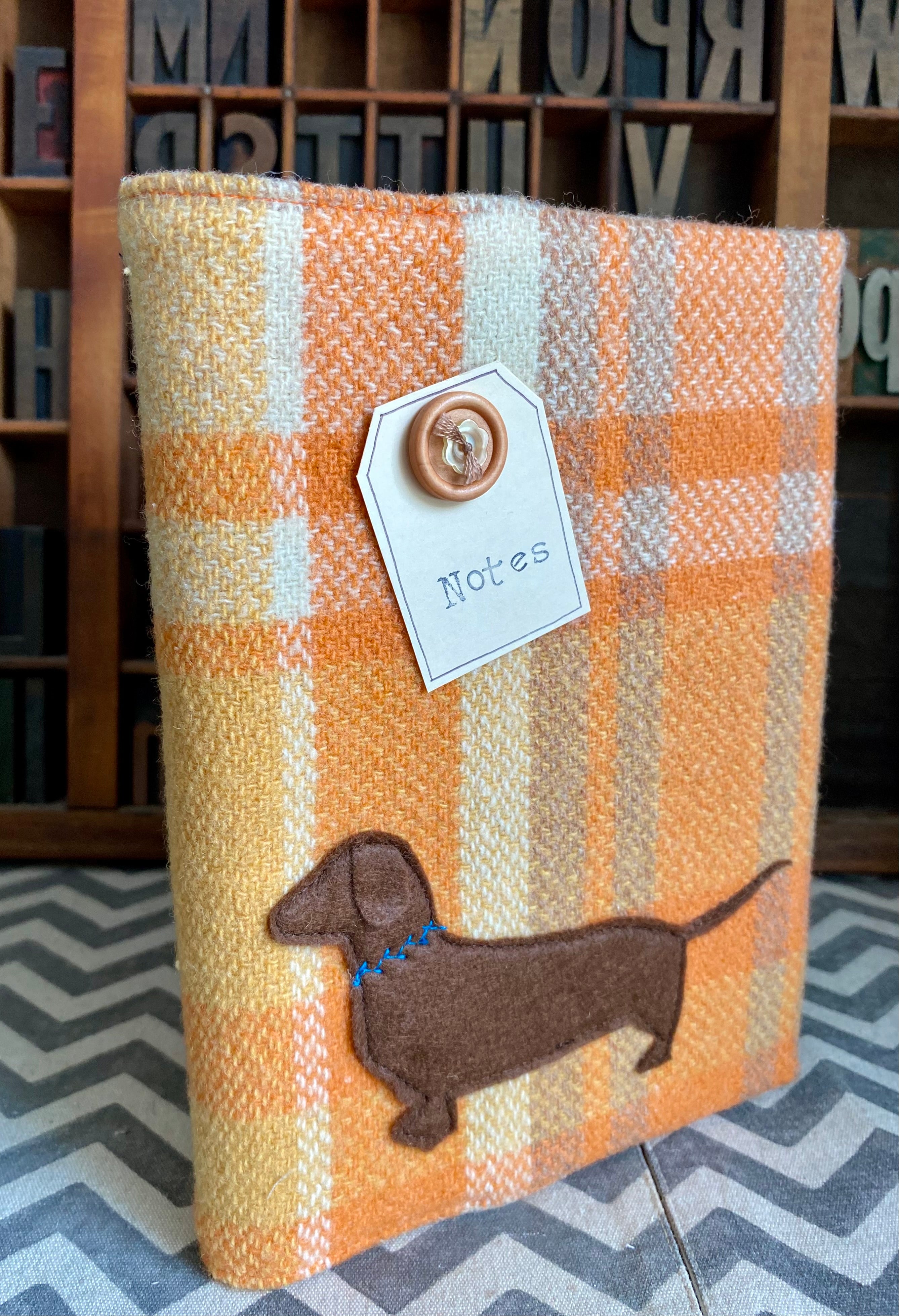 A5 Upcycled Notebook Dachshund - Orange