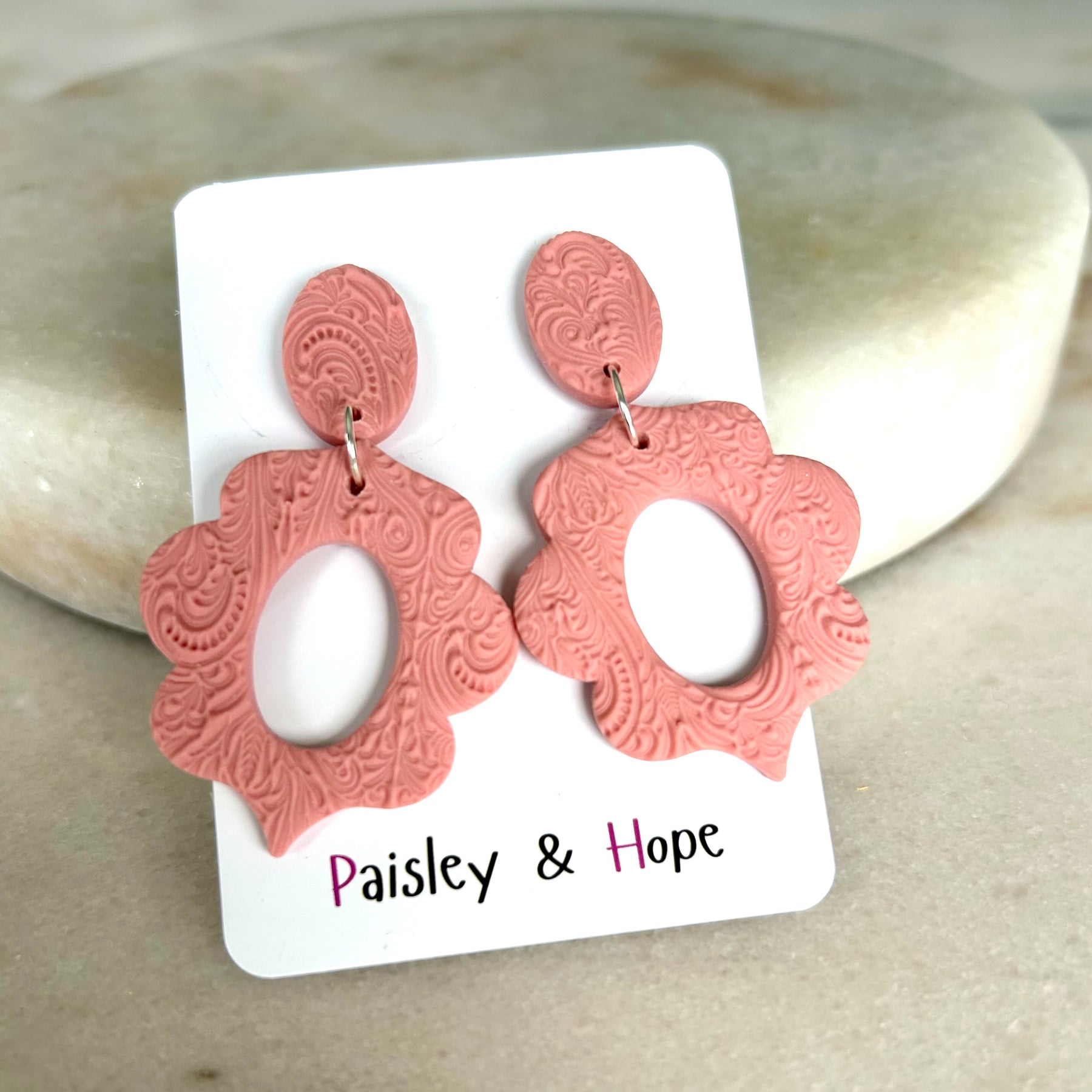 Embossed Polymer Clay Dangles - Choose colour