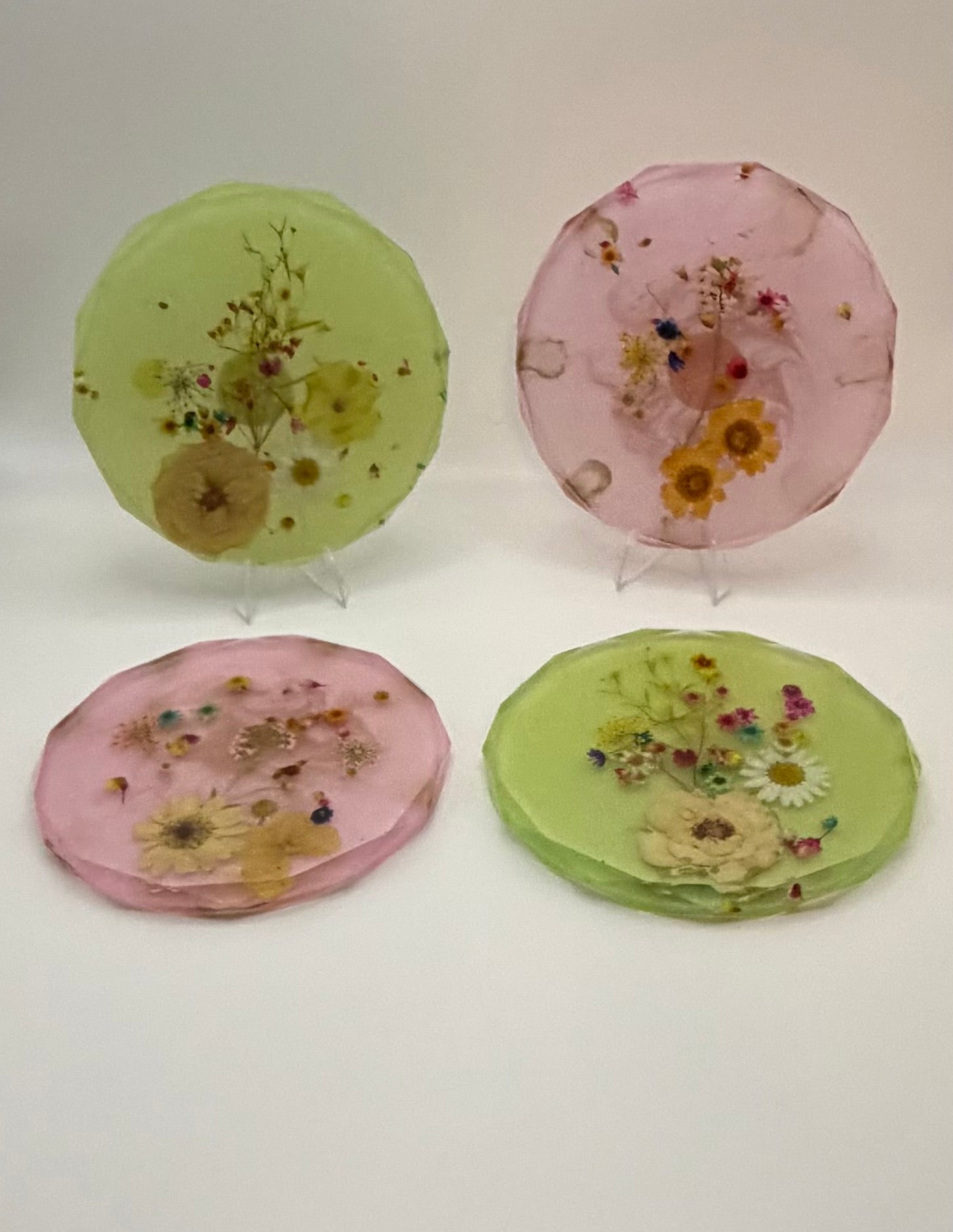 Resin floral coasters
