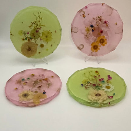 Resin floral coasters