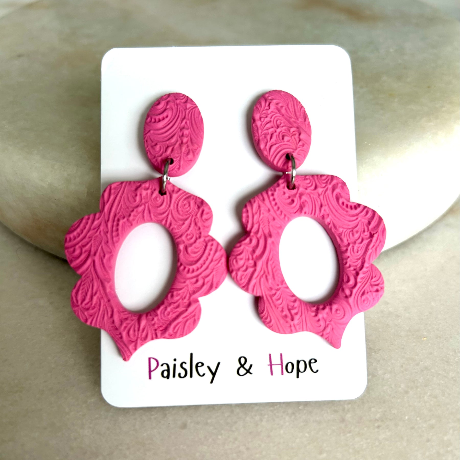 Embossed Polymer Clay Dangles - Choose colour