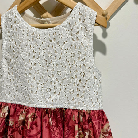 Vintage Lace & Floral Tea Party Dress – Size 8