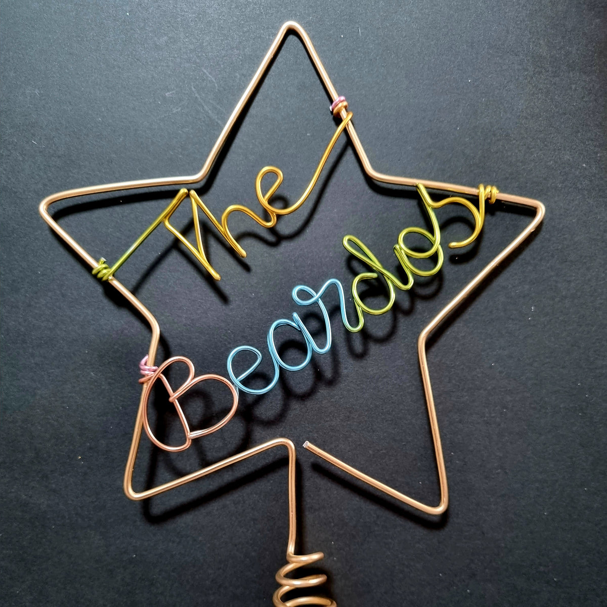 Personalised Christmas Tree Topper | Custom Wire Star Family Name Topper | Xmas Tree Star Decoration | Custom Colour Wire Art | Family Name Gift | New Home First Christmas