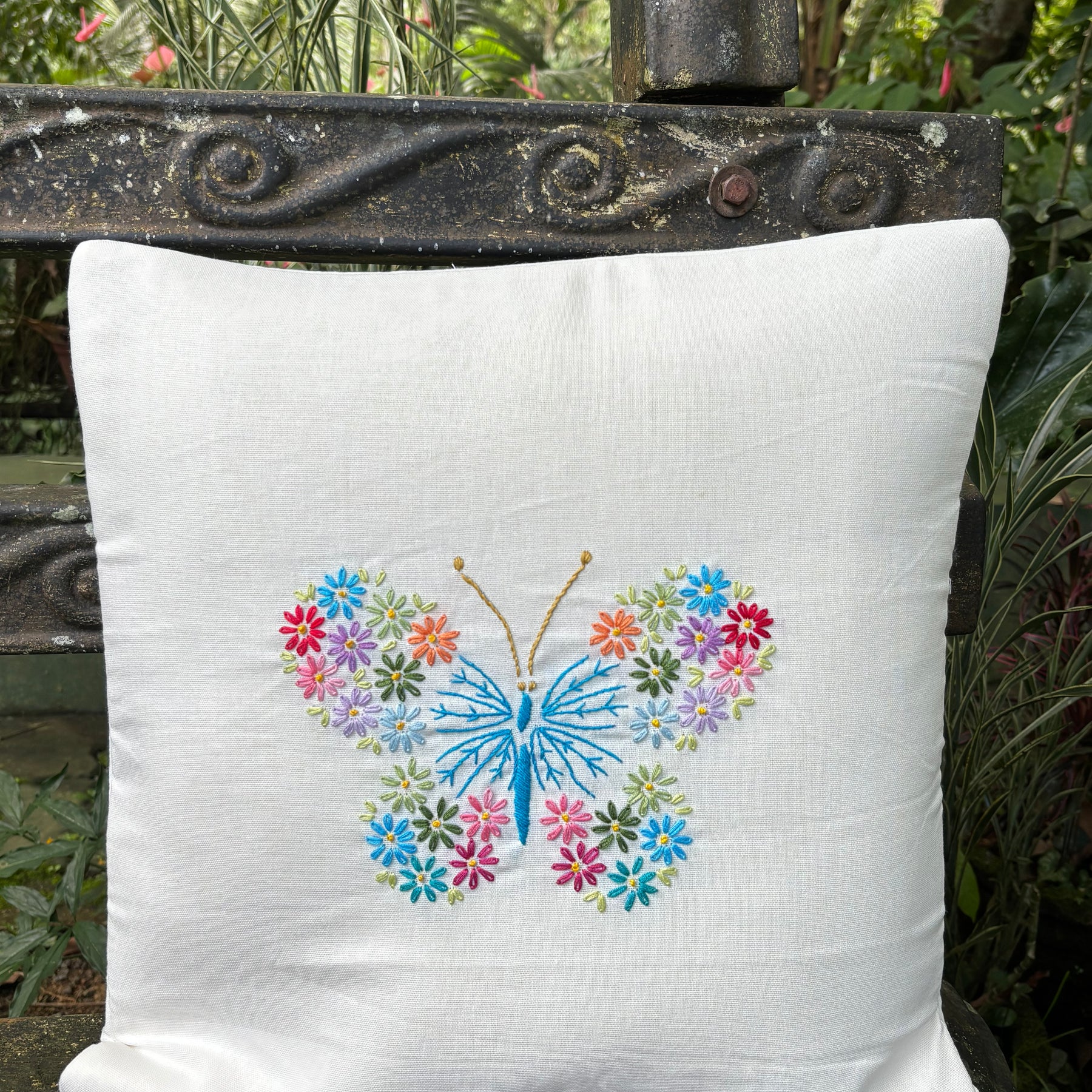 Butterfly Embroidered Vivid Color Cushion/Pillow Cover