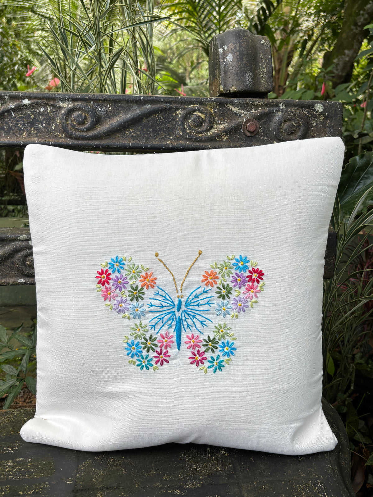 Butterfly Embroidered Vivid Color Cushion/Pillow Cover