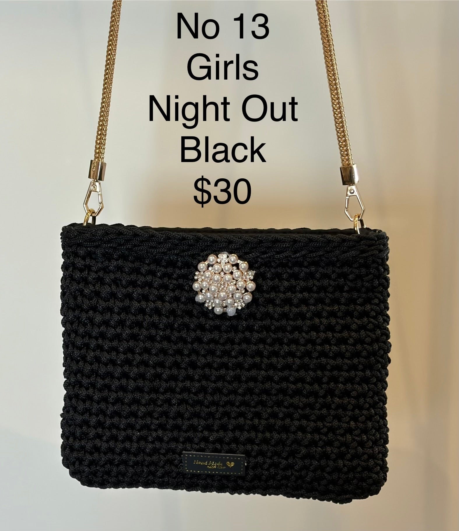 No 13 Black Crocheted Girls Night Out Bag
