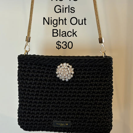 No 13 Black Crocheted Girls Night Out Bag