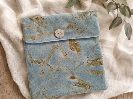 Botanical Velvet Pouch | Eco-Printed Vintage Fabric | Original Botanical Art