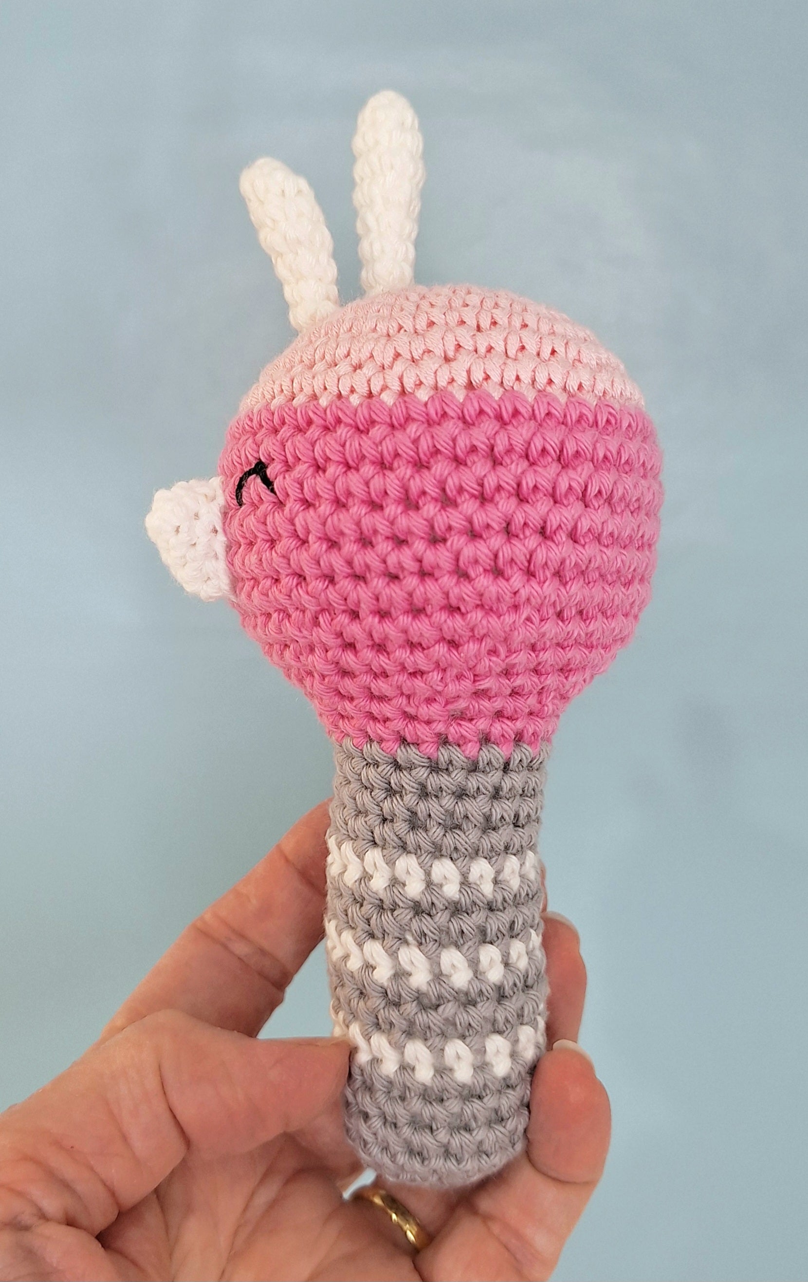 Lightweight Crochet Galah Baby Rattle