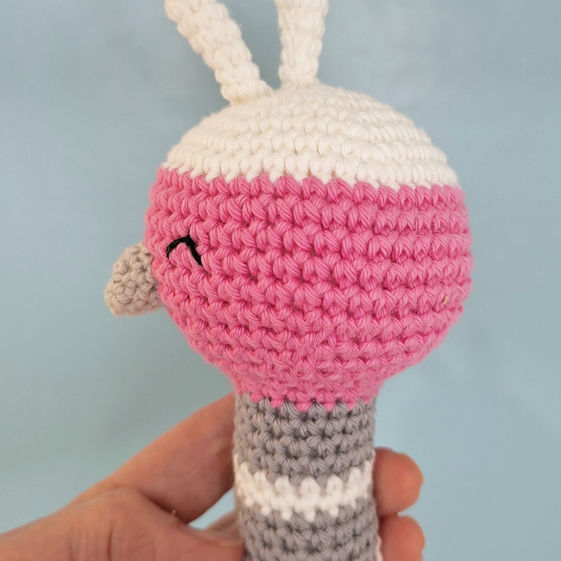 Lightweight Crochet Galah Baby Rattle