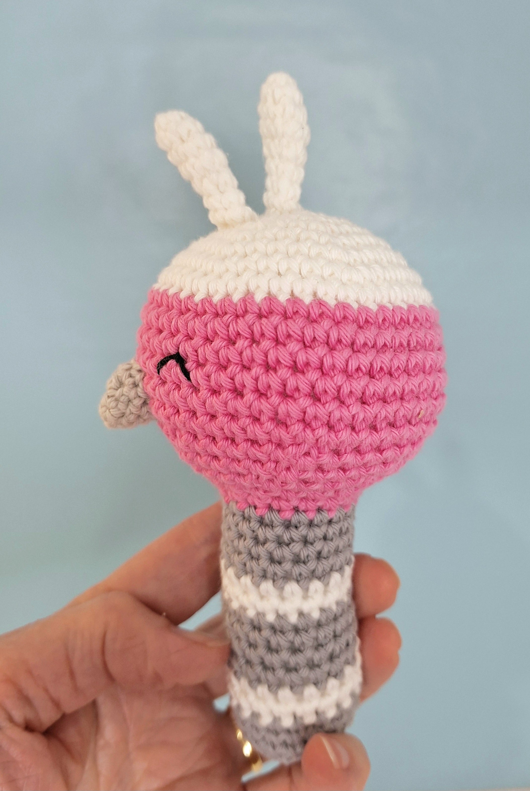 Lightweight Crochet Galah Baby Rattle