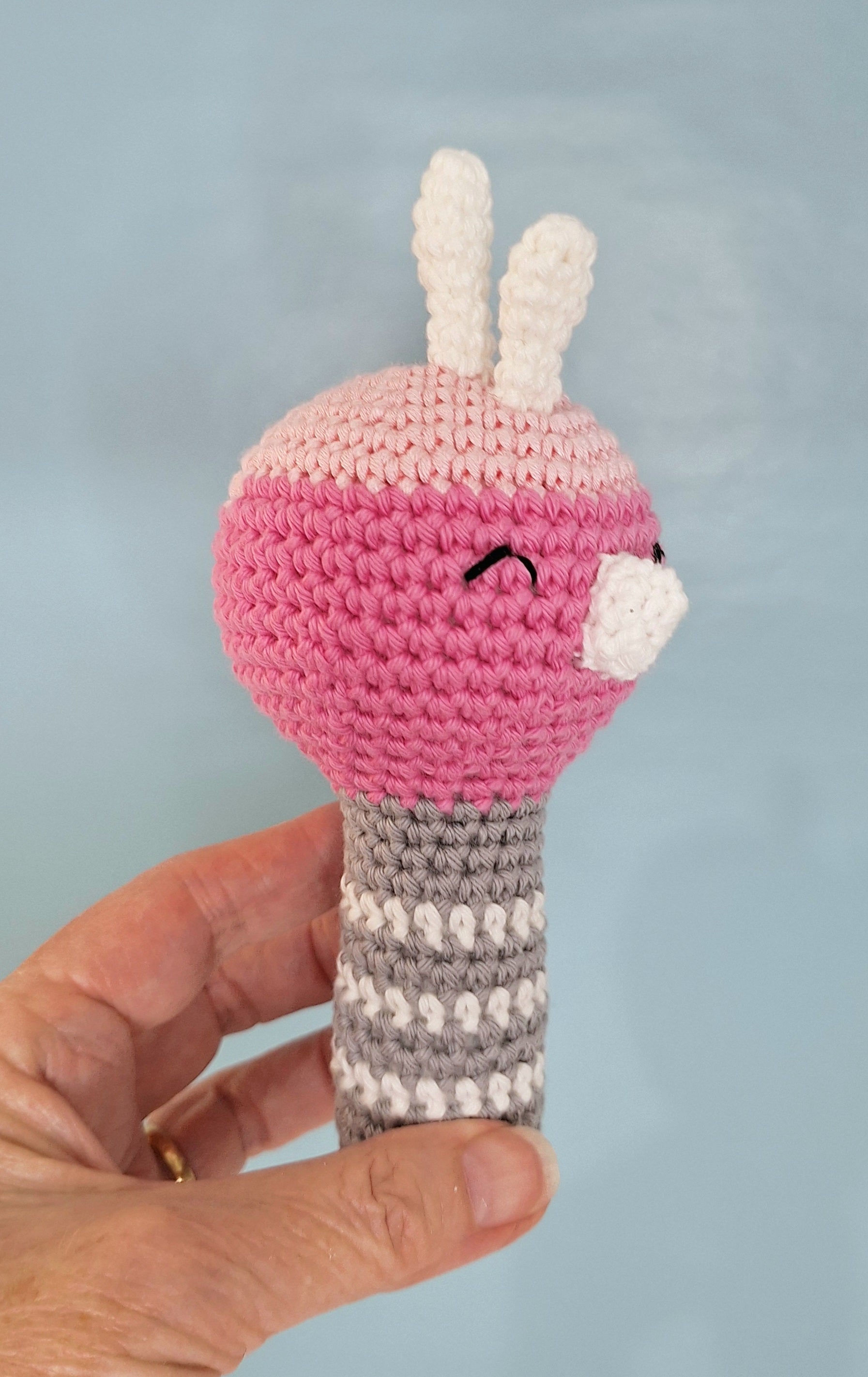 Lightweight Crochet Galah Baby Rattle