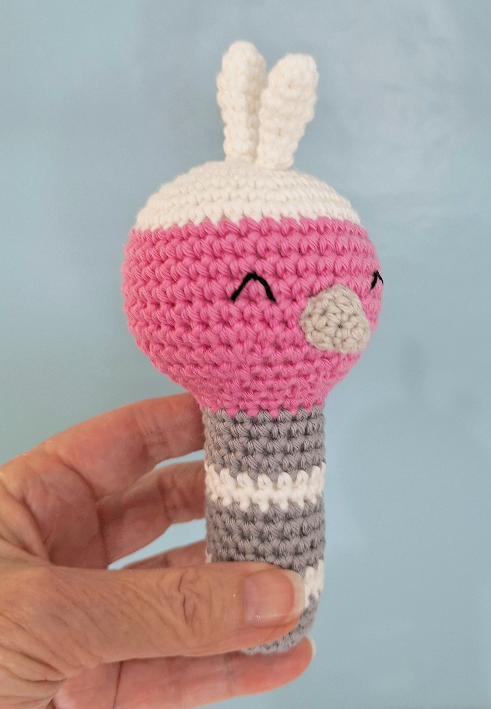 Lightweight Crochet Galah Baby Rattle