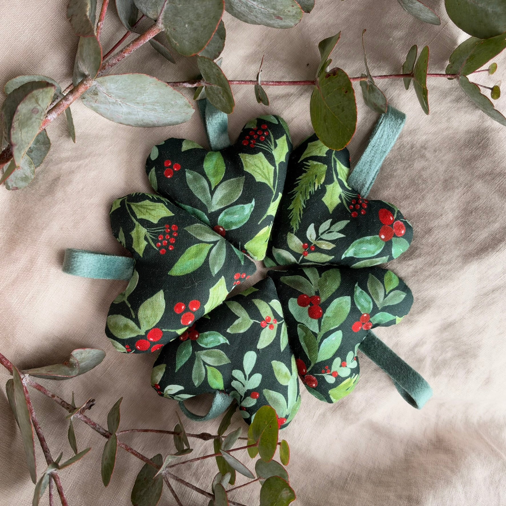 Handmade Dark Green Christmas Hearts