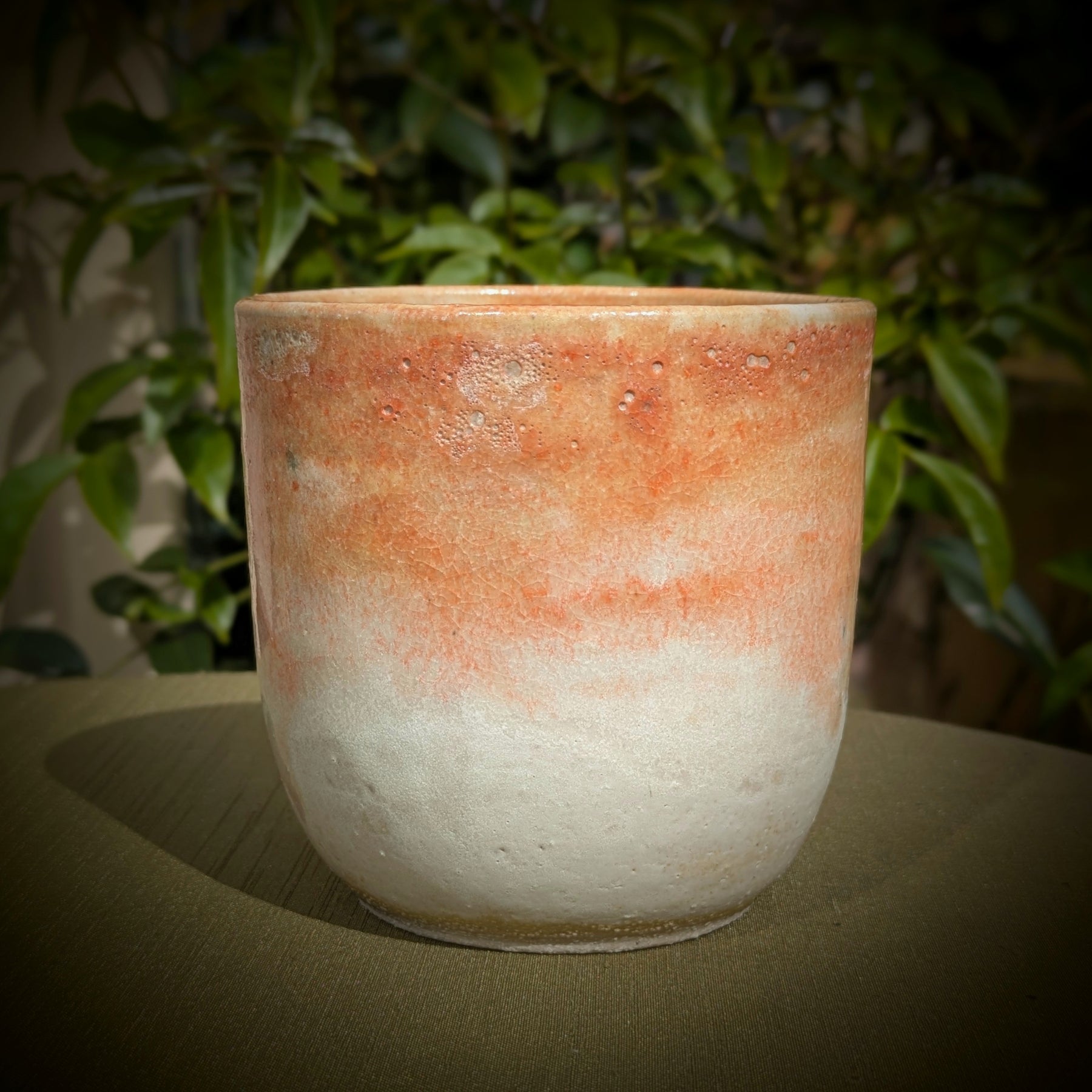 Amber and white cup