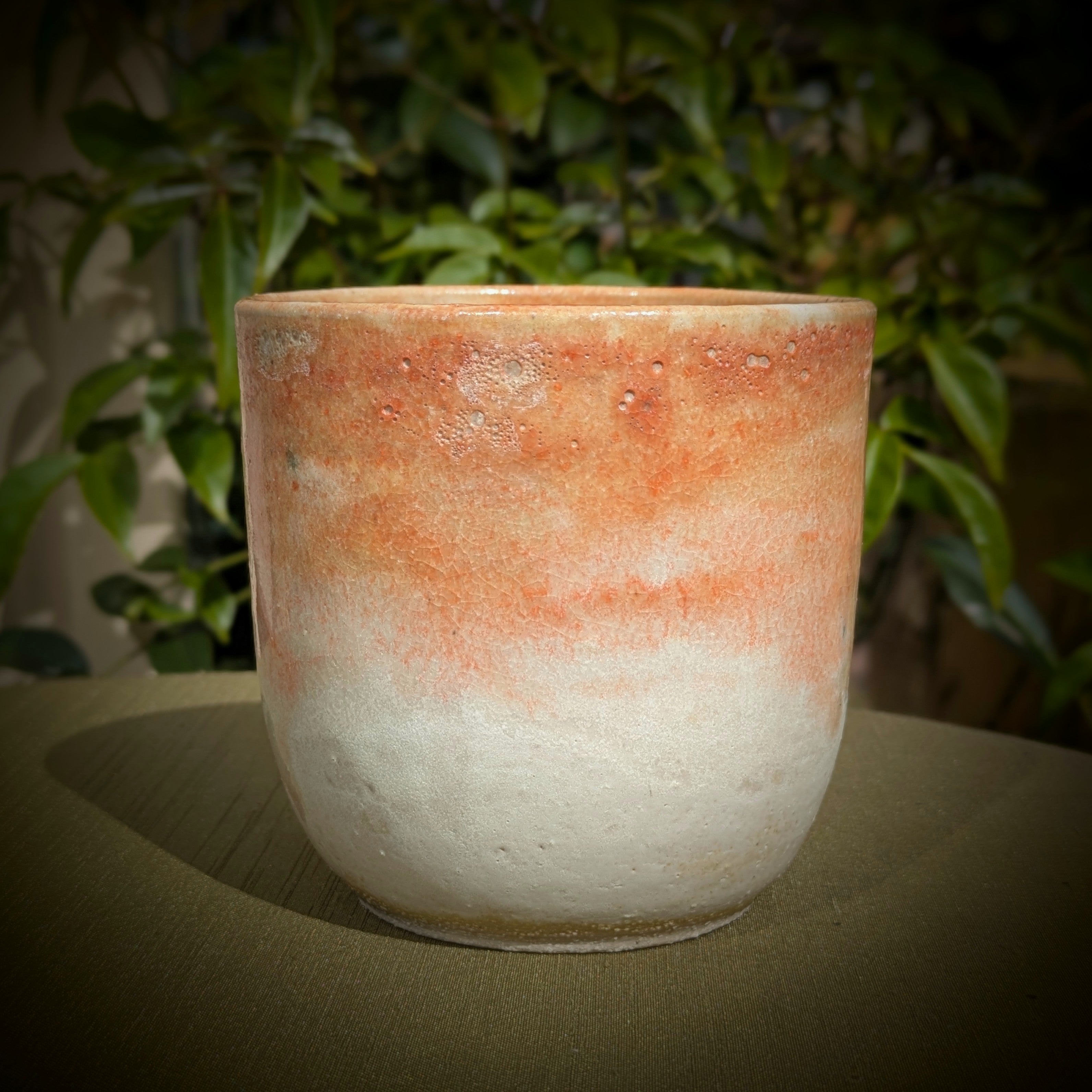 Amber and white cup
