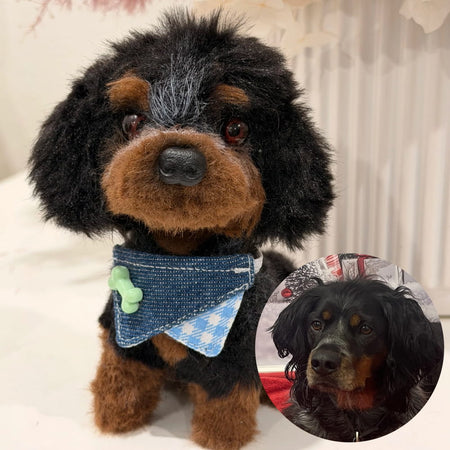 Custom Dog Replica from Photo, Poseable Art Doll, Pet Memorial Keepsake - Handmade Soft Sculpture, Personalised Plushie Ornament