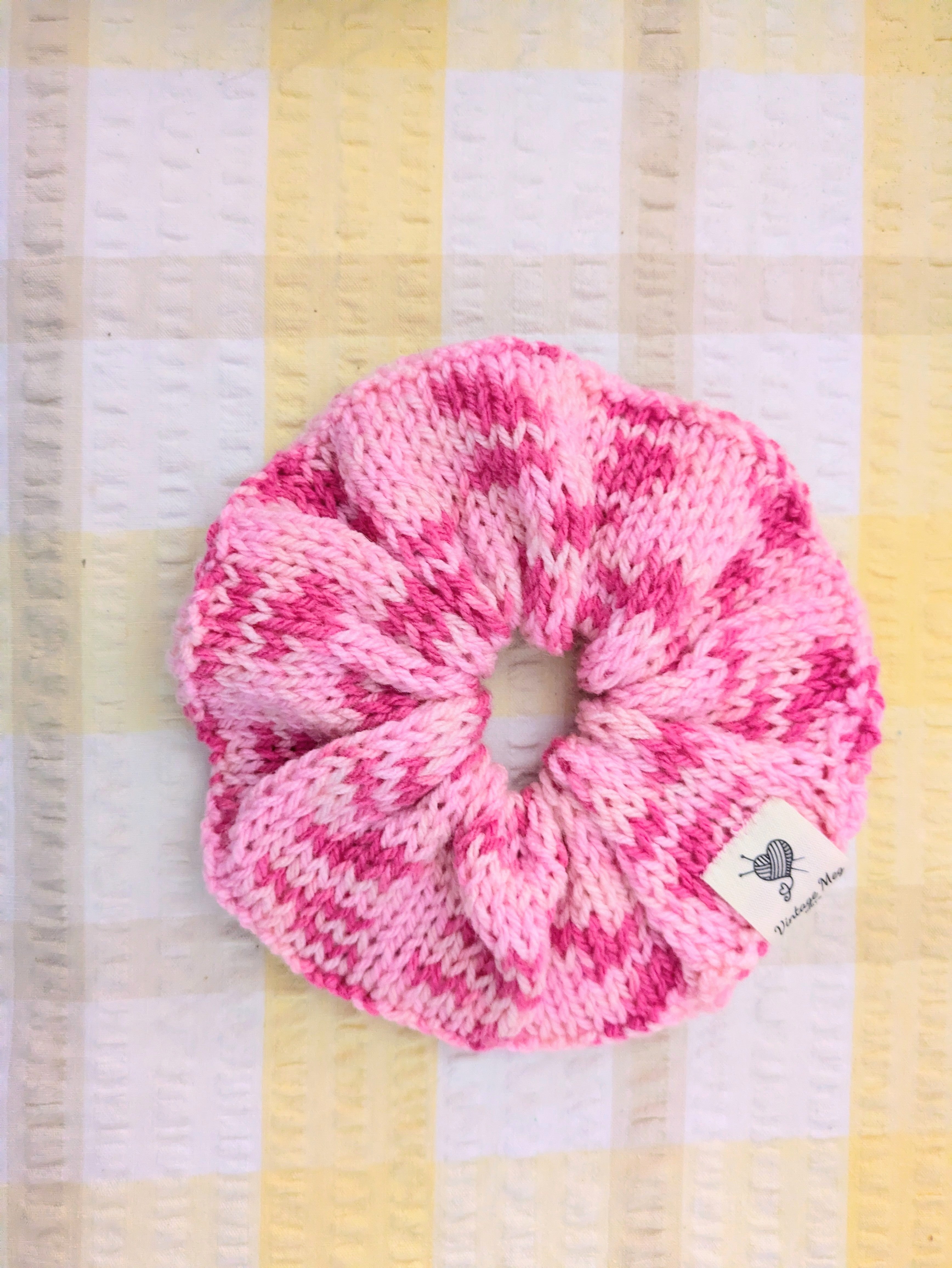 Retro 1980s Style Handknit Bun Topper Extra Large Hair Scrunchie