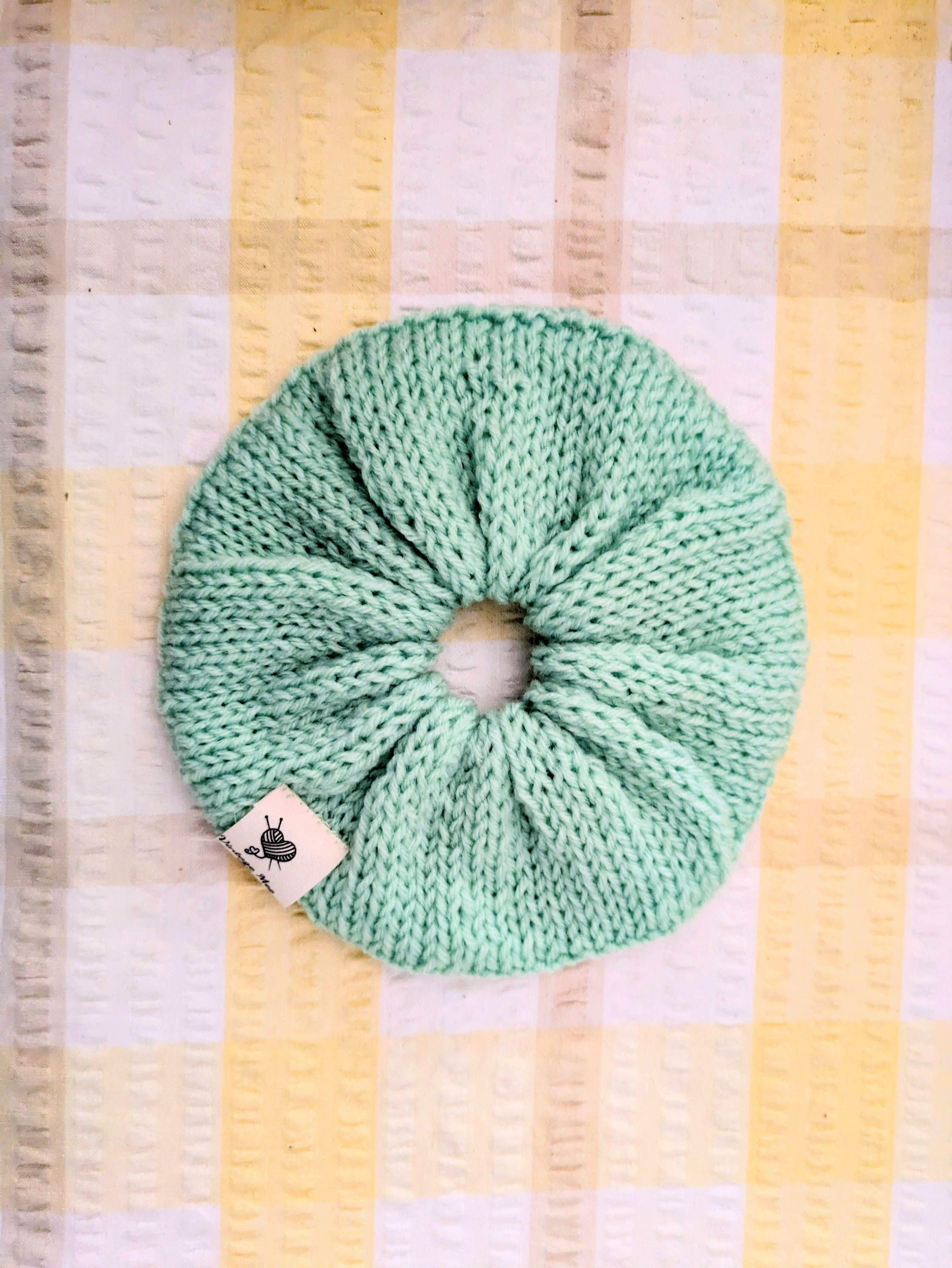 Retro 1980s Style Handknit Bun Topper Extra Large Hair Scrunchie