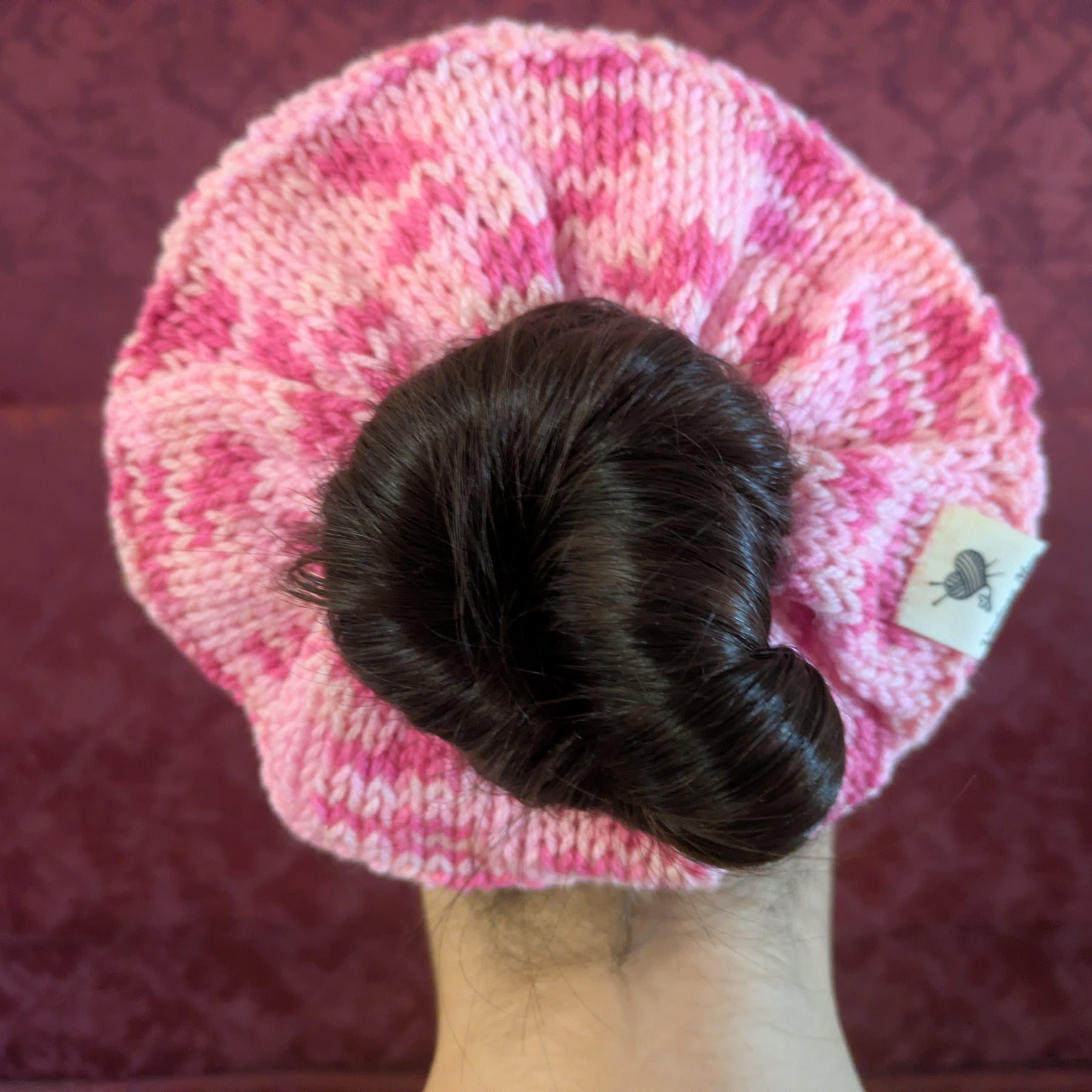 Retro 1980s Style Handknit Bun Topper Extra Large Hair Scrunchie