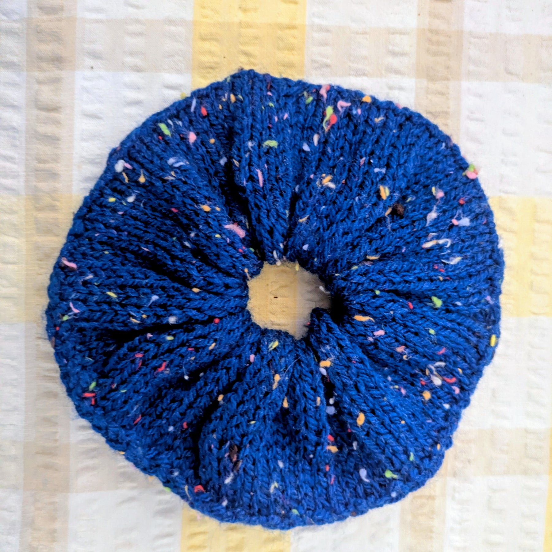Retro 1980s Style Handknit Bun Topper Extra Large Hair Scrunchie