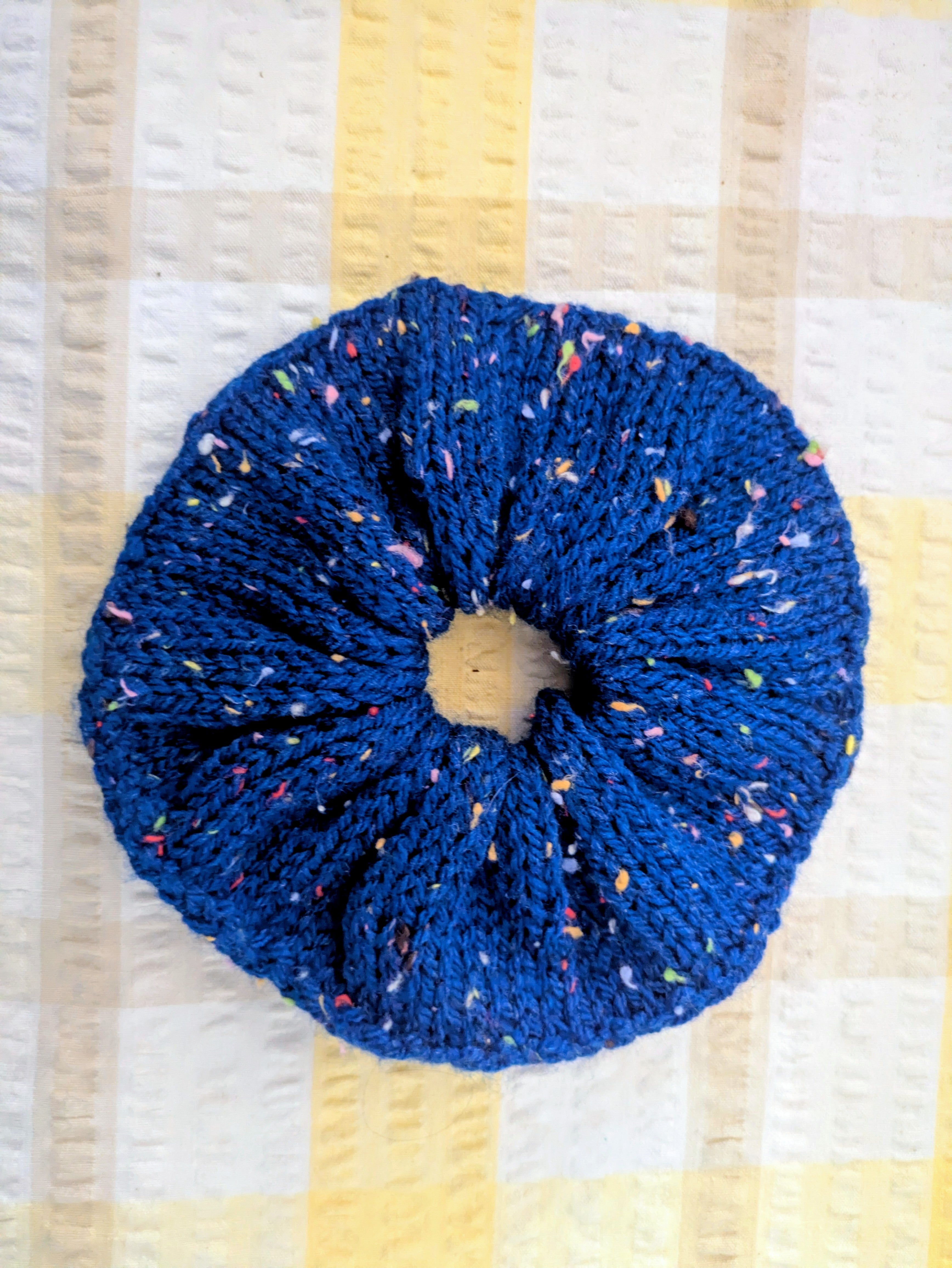 Retro 1980s Style Handknit Bun Topper Extra Large Hair Scrunchie