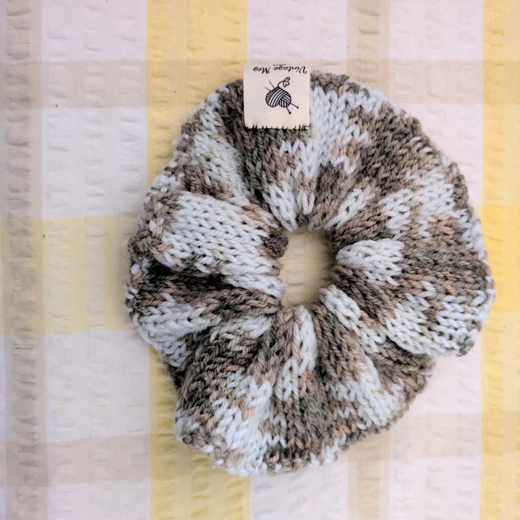 Retro 1980s Style Handknit Bun Topper Extra Large Hair Scrunchie