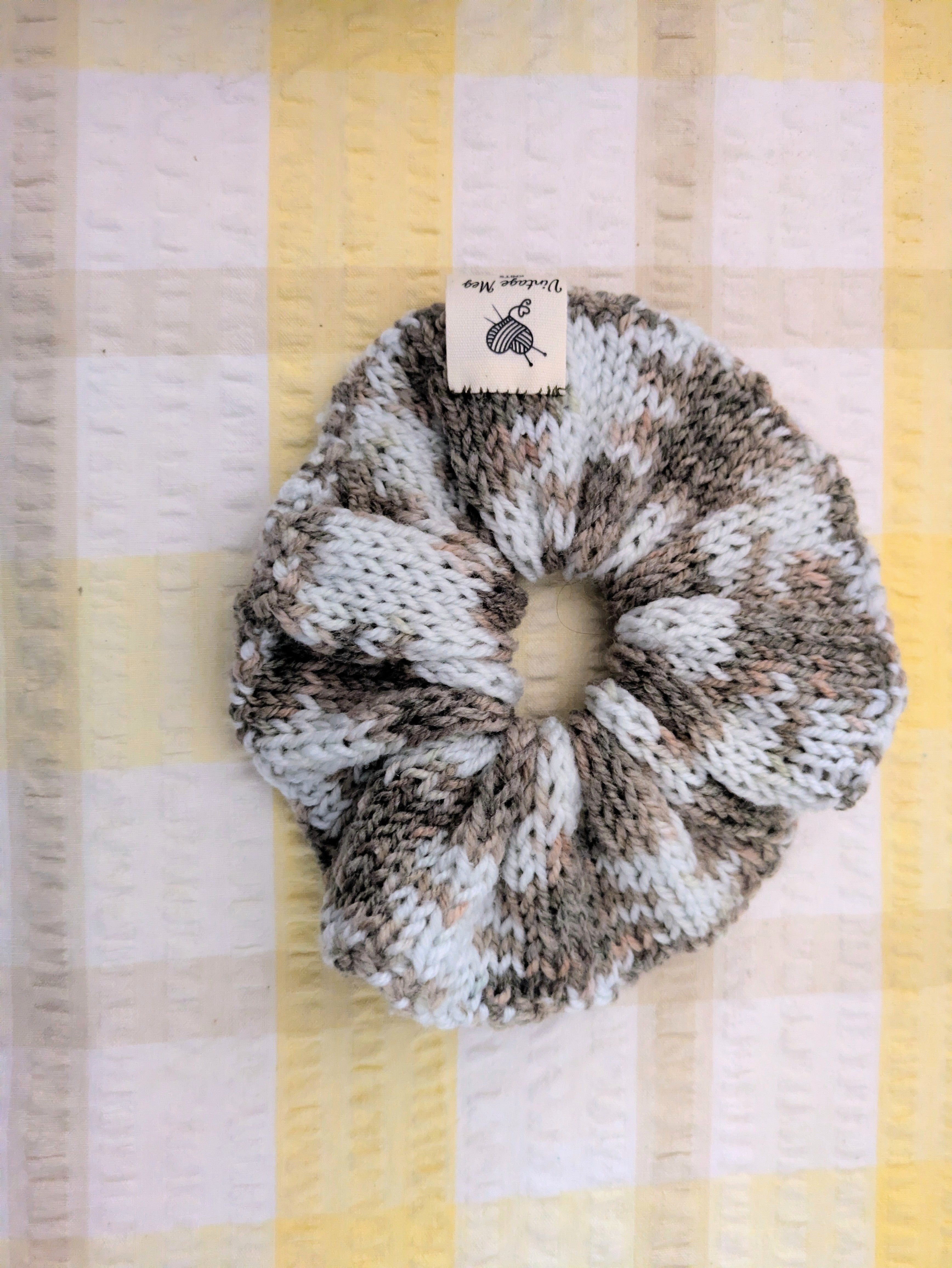 Retro 1980s Style Handknit Bun Topper Extra Large Hair Scrunchie