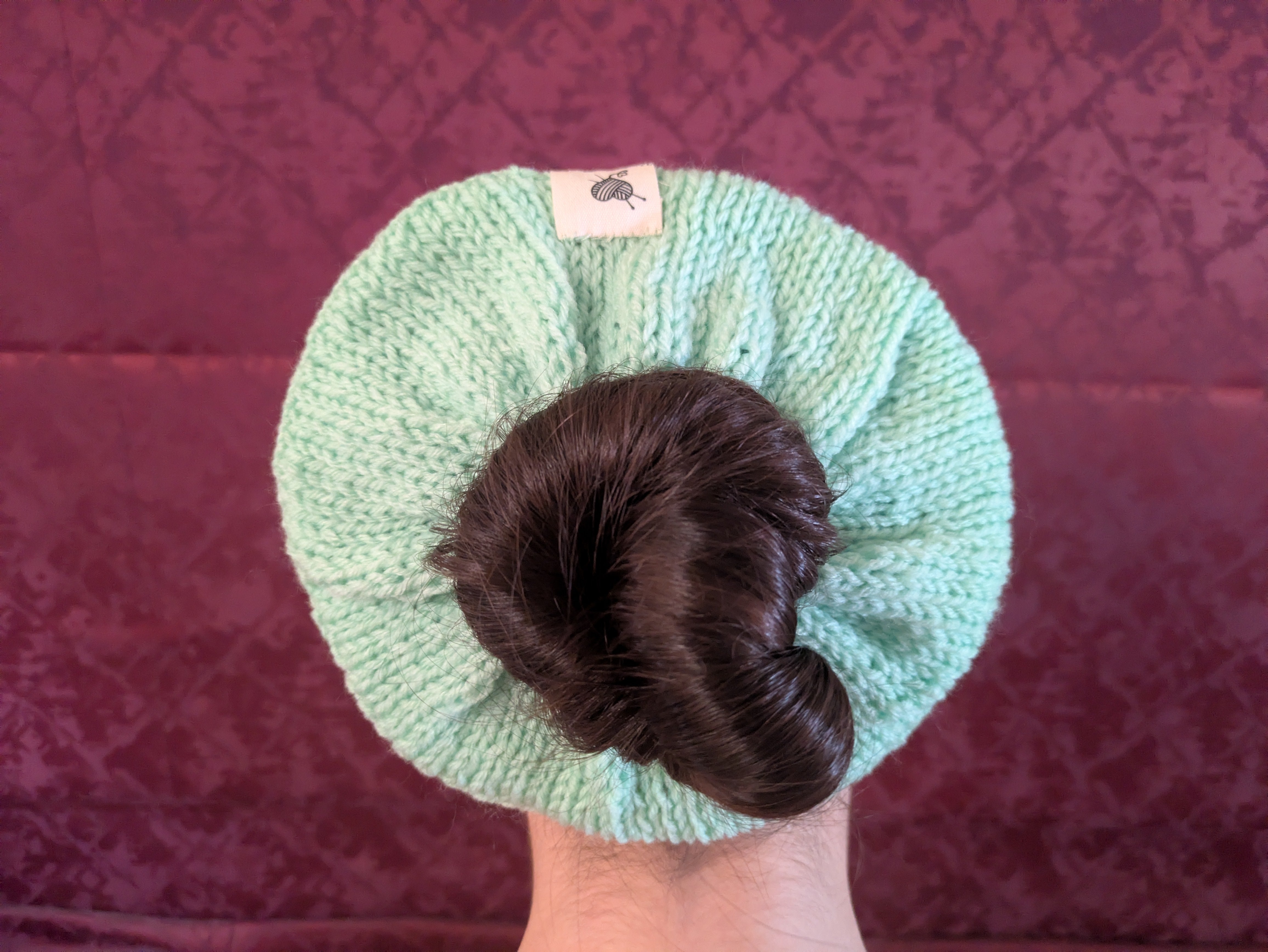 Retro 1980s Style Handknit Bun Topper Extra Large Hair Scrunchie