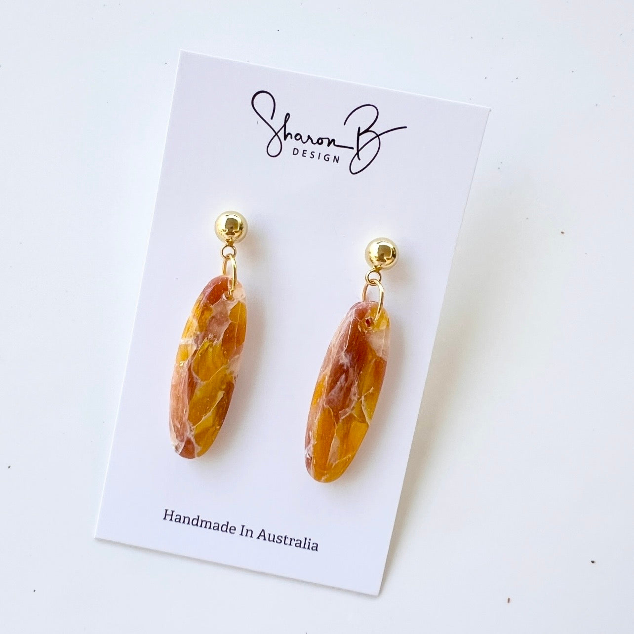 Earrings~Faux Crystal~Orange Calcite~Dangles~One of a Kind