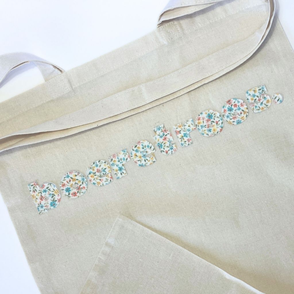 Tote Bag| Gift Bag | Raw Edge Floral Appliqué | Cheeky Afrikaans Word| Custom Word
