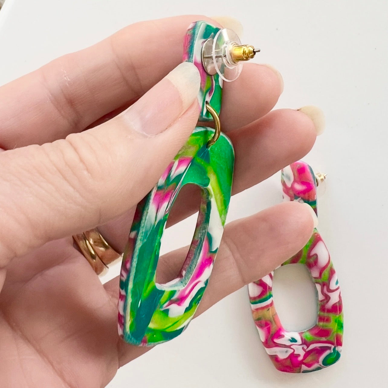 Earrings ~ Polymer Clay Dangles ~ Resin ~ Christmas in July