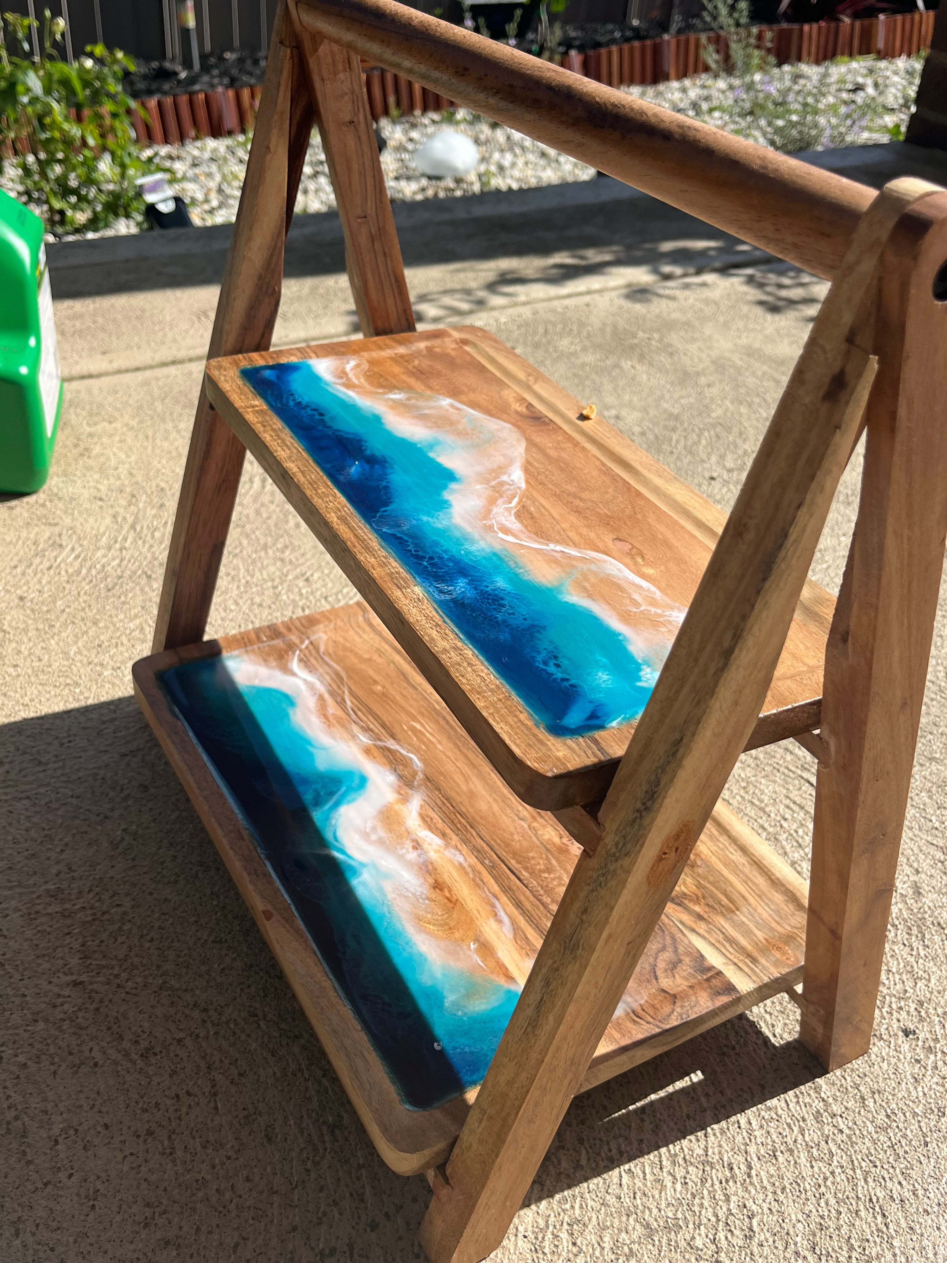 2 tier serve board | Ocean resin waves | Serving board | home decor | Dining table decor | Xmas gift | charcuterie board