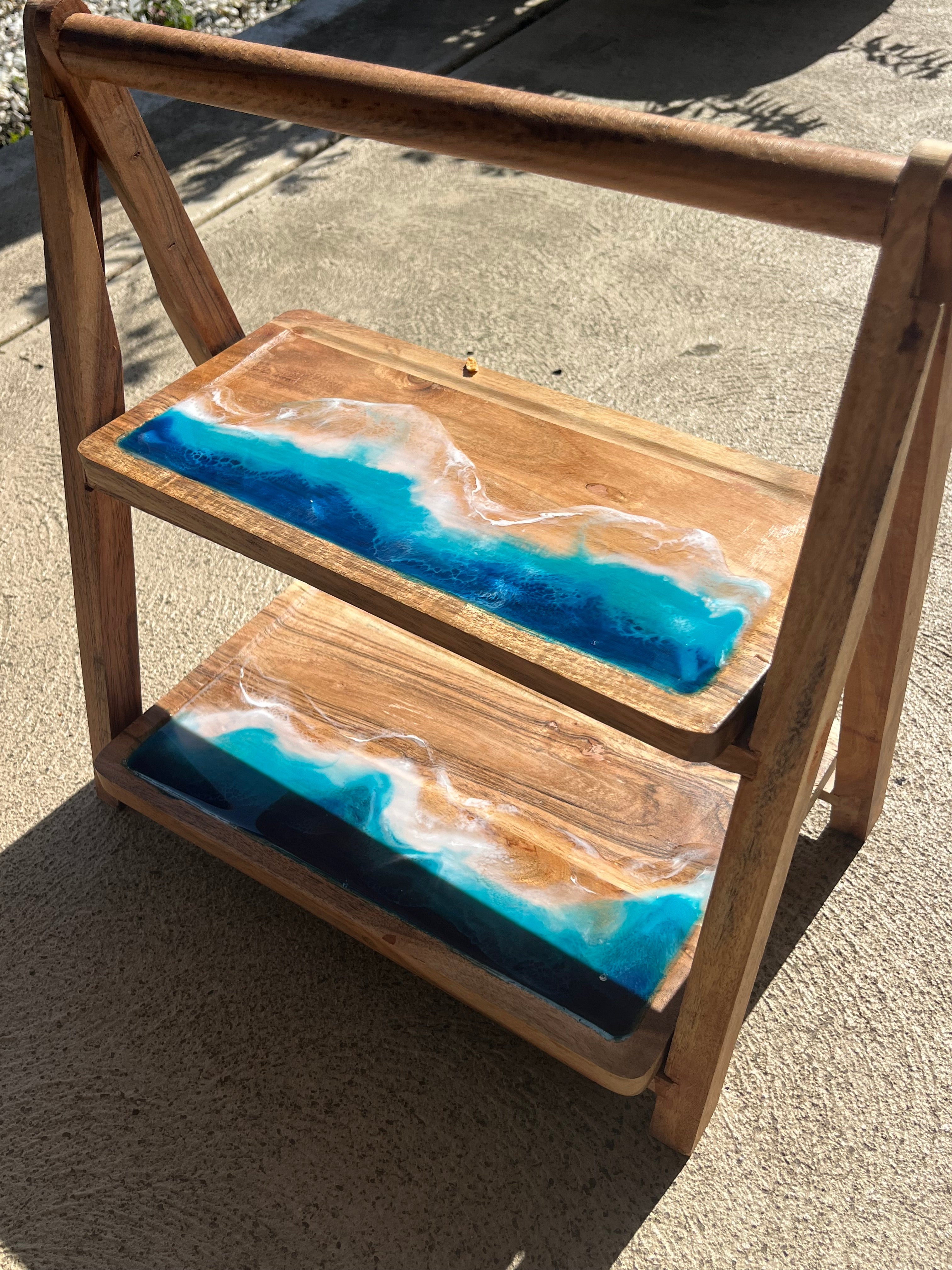 2 tier serve board | Ocean resin waves | Serving board | home decor | Dining table decor | Xmas gift | charcuterie board