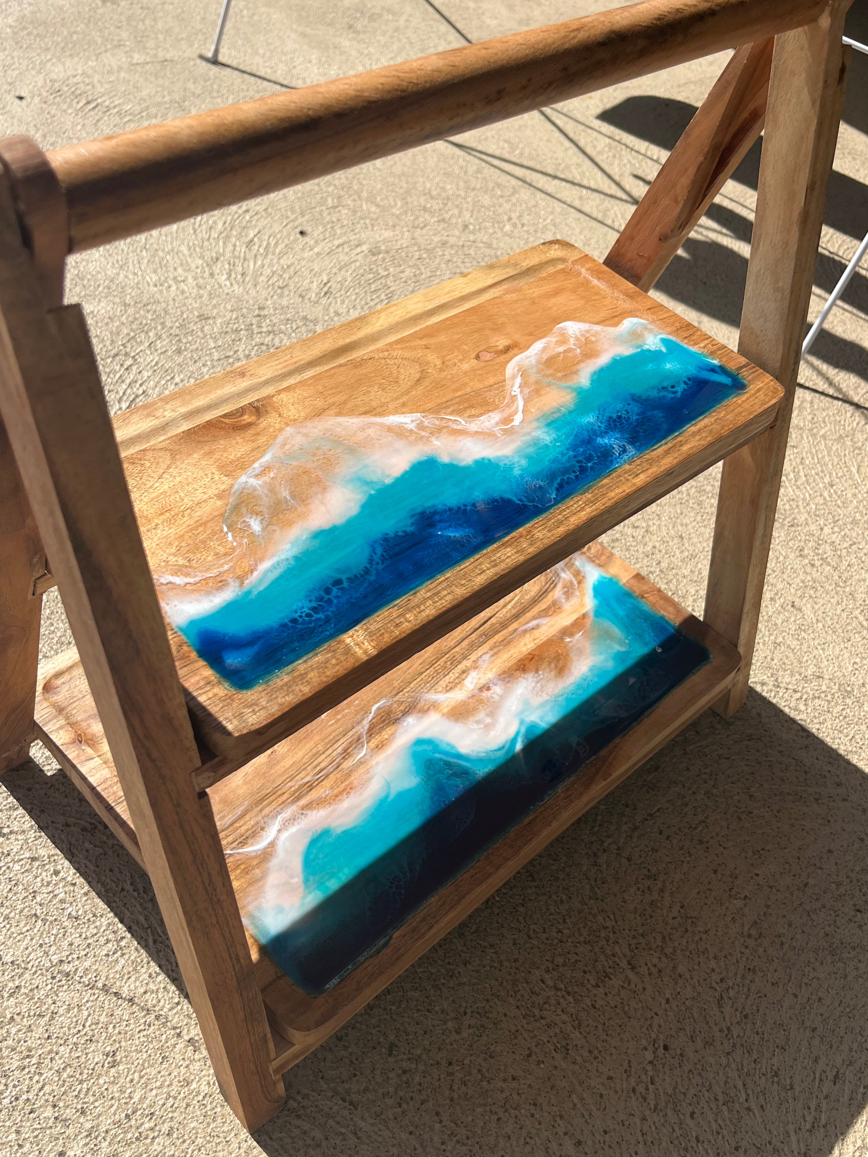 2 tier serve board | Ocean resin waves | Serving board | home decor | Dining table decor | Xmas gift | charcuterie board