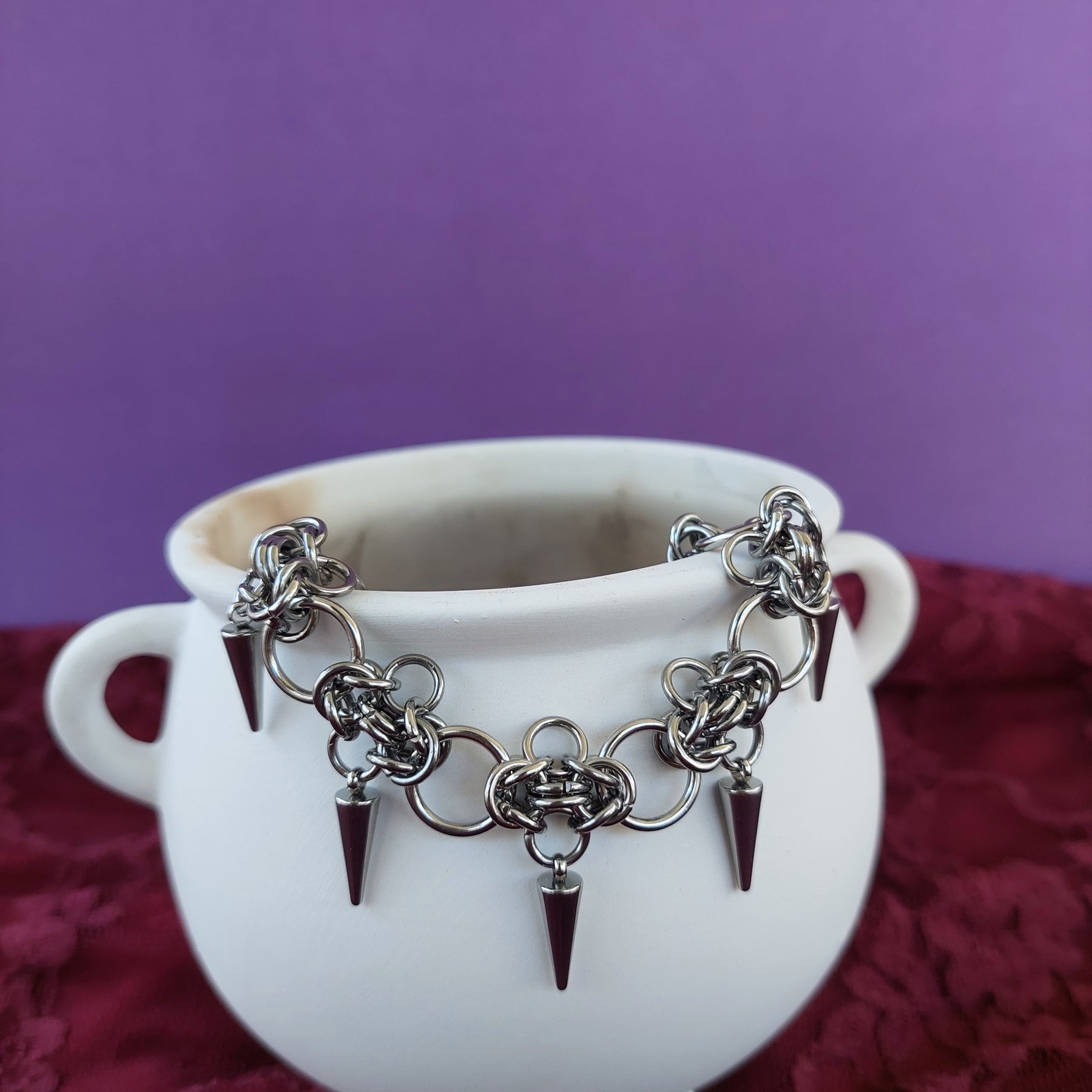 Byzantine chainmaille bracelet with spikes
