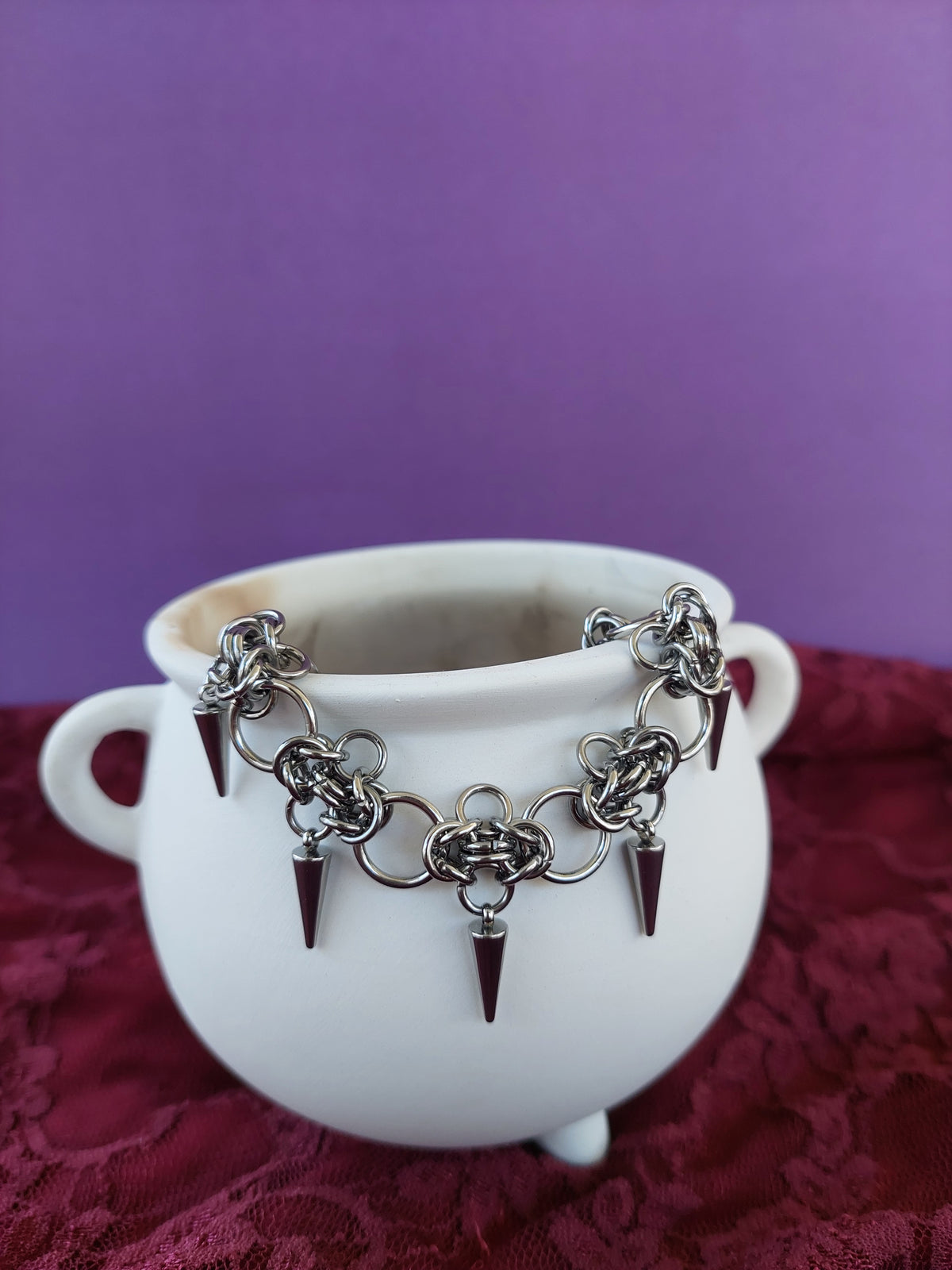 Byzantine chainmaille bracelet with spikes