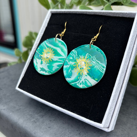 Emerald Sun Polymer Clay Earrings