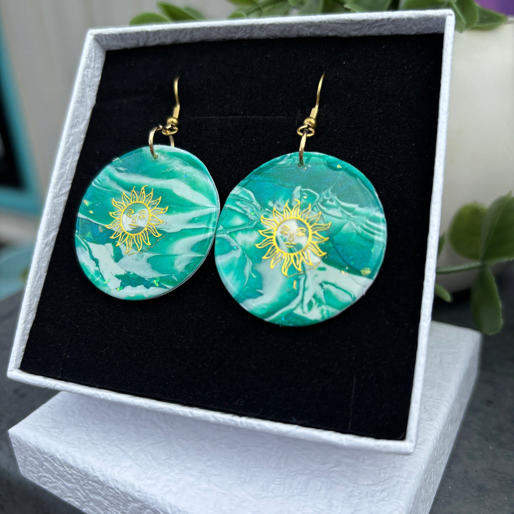 Emerald Sun Polymer Clay Earrings