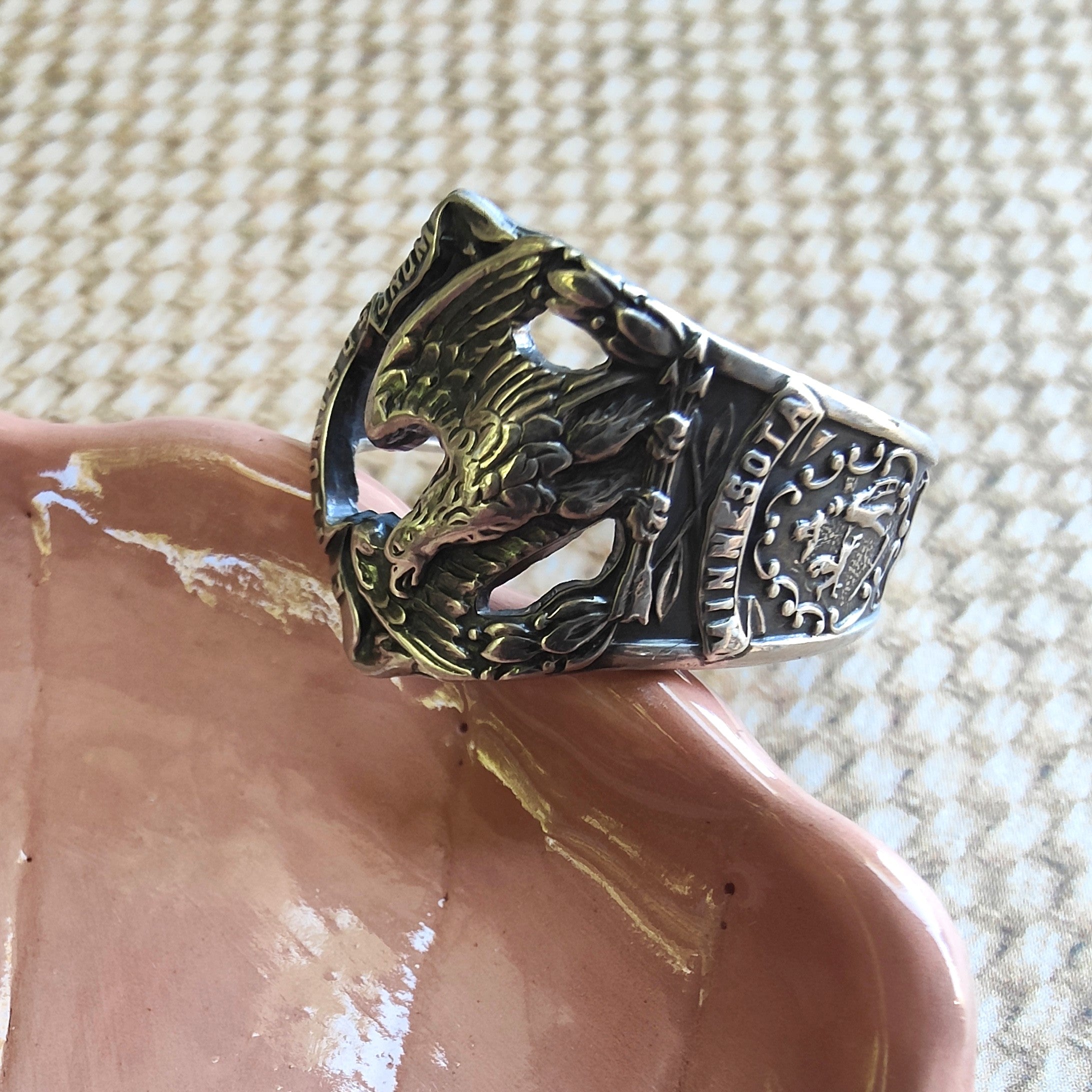 Vintage Minnesota Bald Eagle Spoon Ring – Sterling Silver (Size Z+)