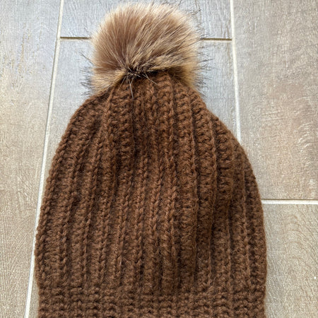 Hand Crocheted Beanie | Chocolate | With Pom Pom