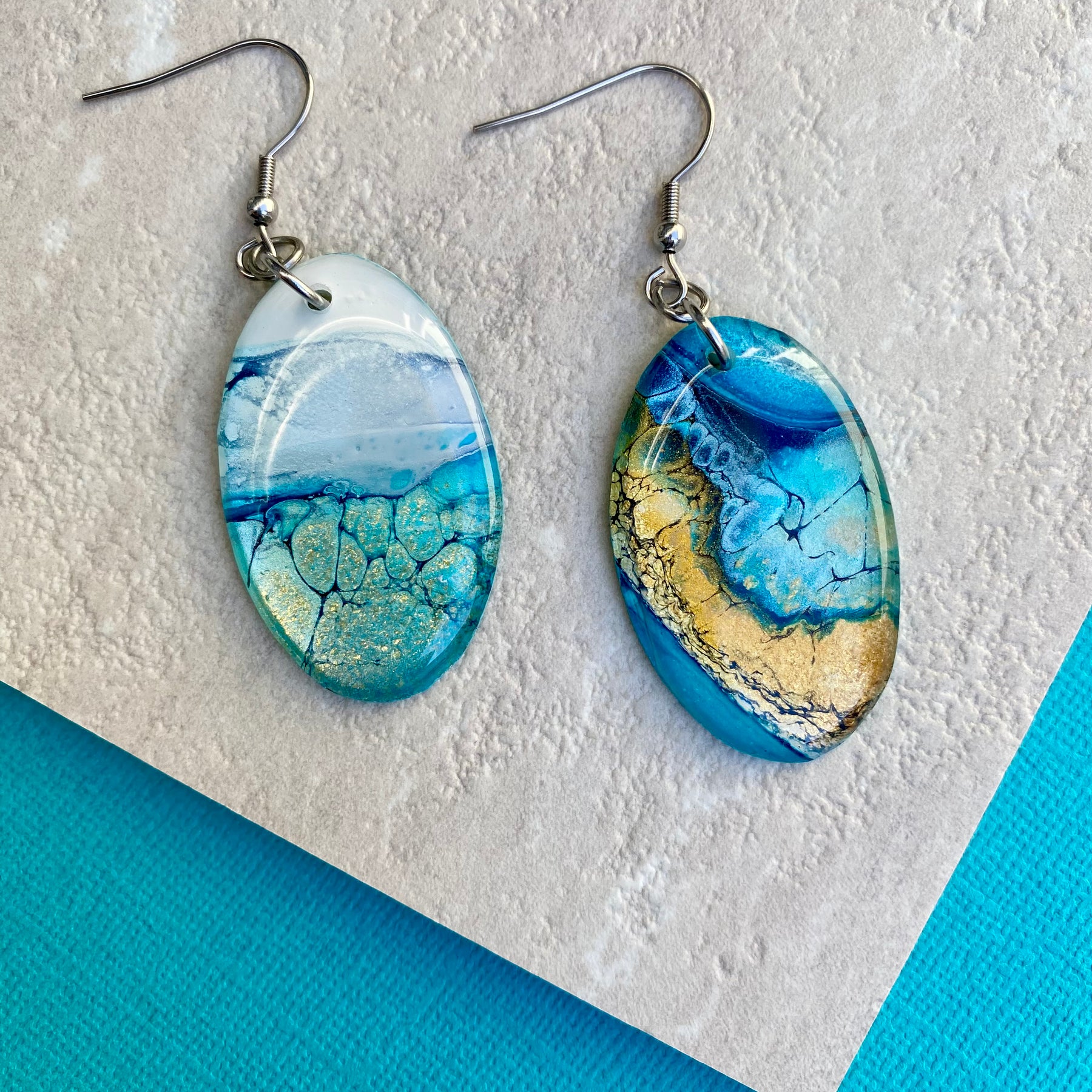 Ocean Inspired Original Art Earrings