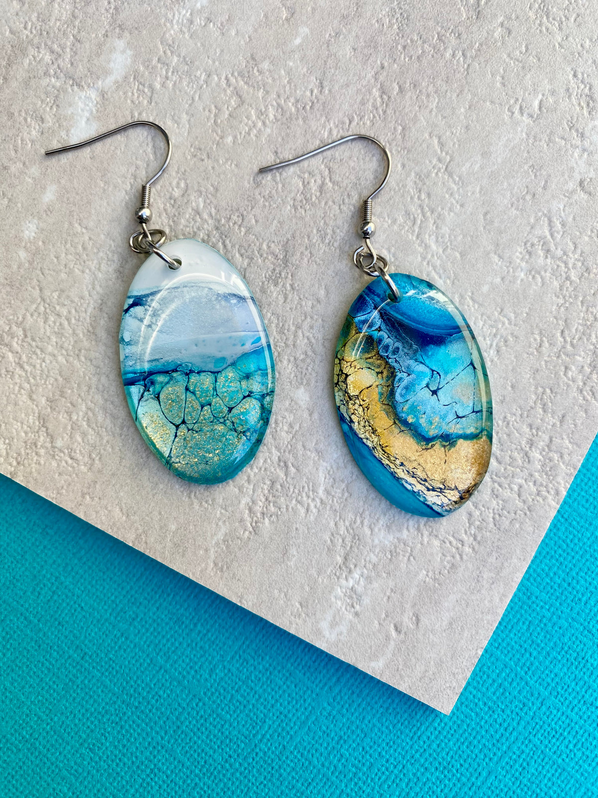Ocean Inspired Original Art Earrings