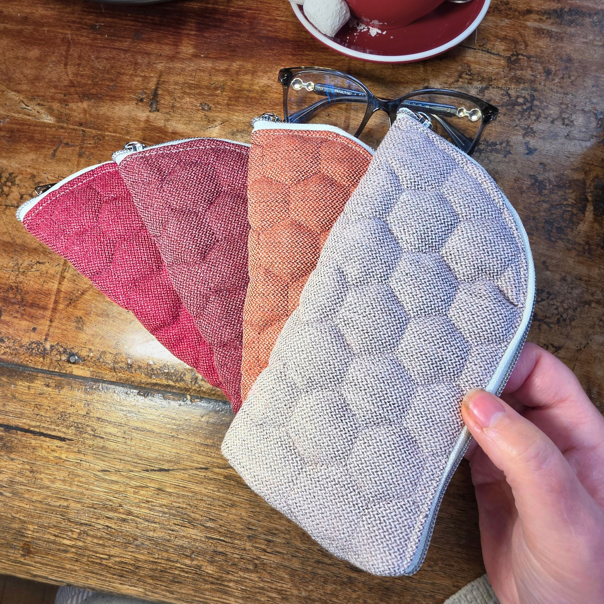 Quilted glasses and sunglasses case, handmade and upcycled NEW DESIGN