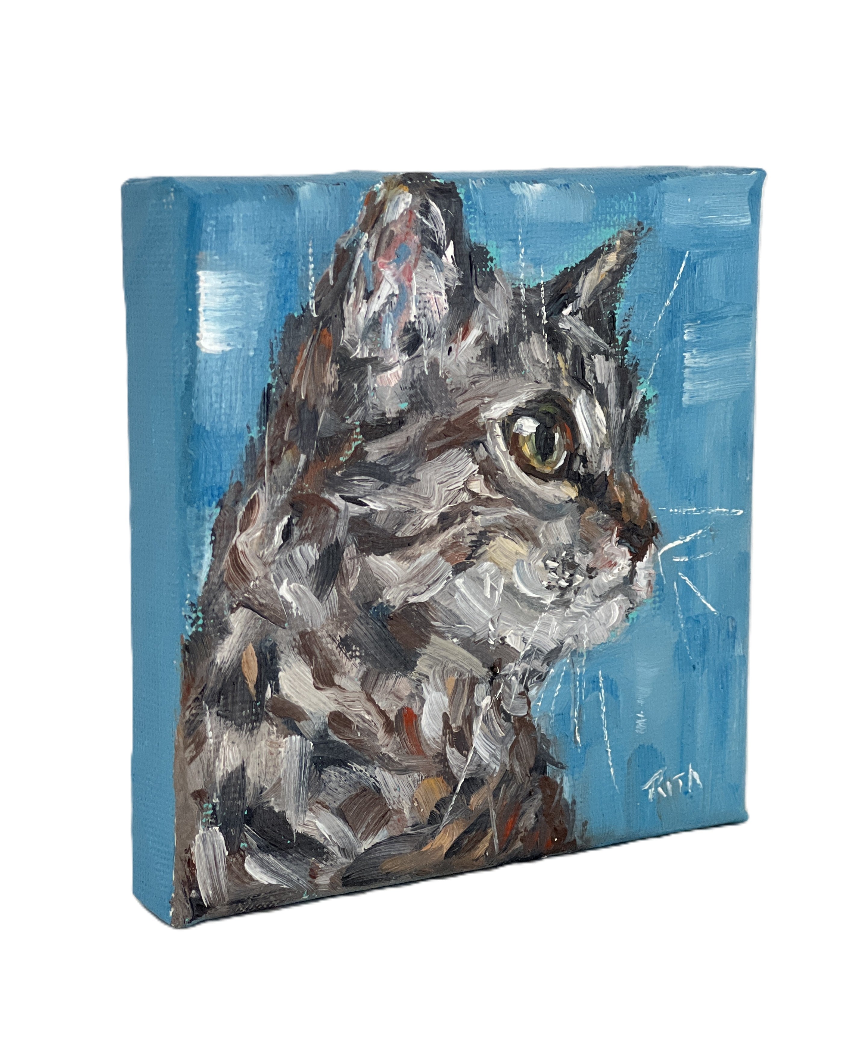 Thoughtful Feline – Original Miniature Cat Painting