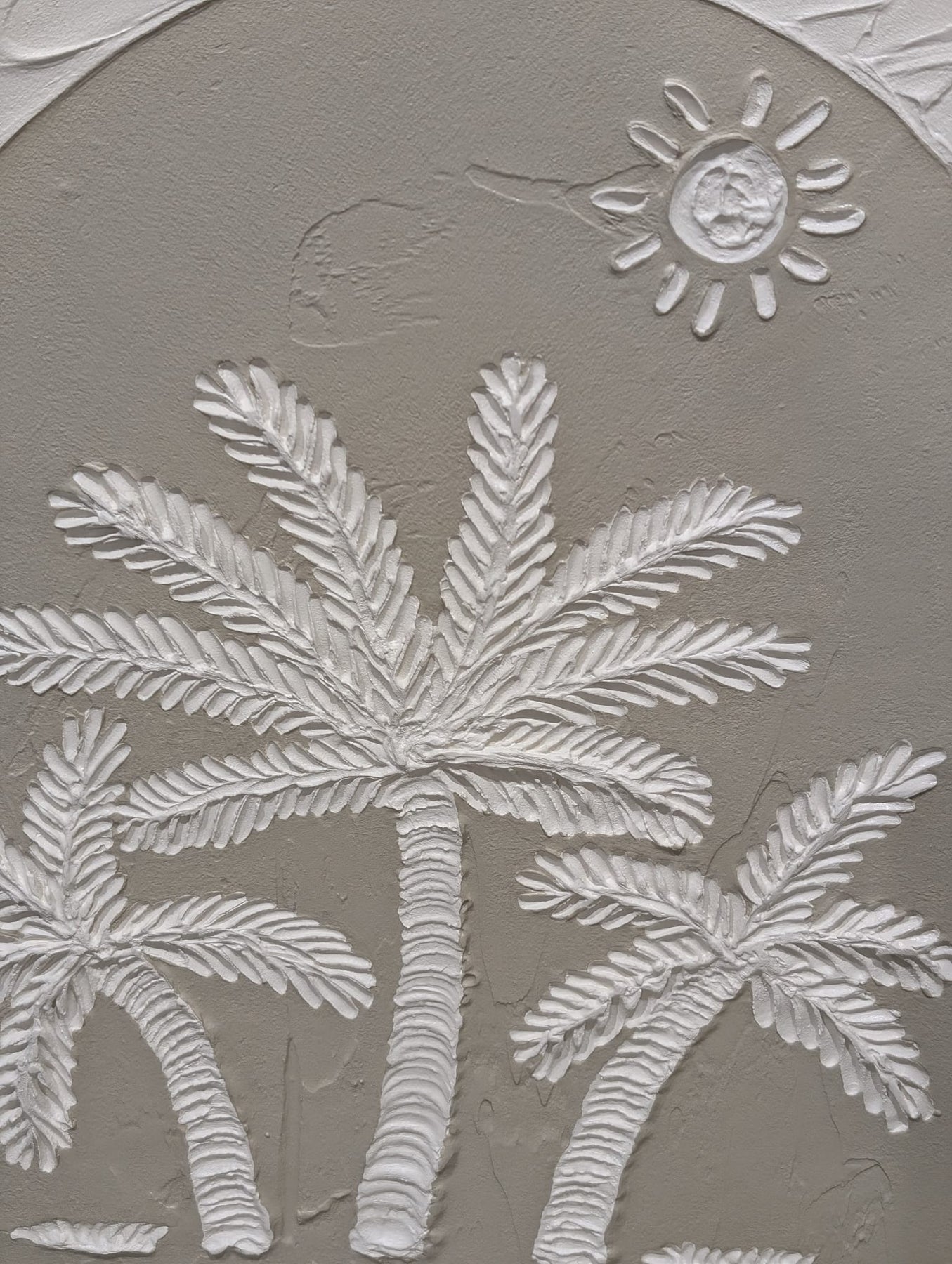 Coastal Haven: Handmade Textured Palm Tree Wall Art Original Canvas 60cm x 60cm