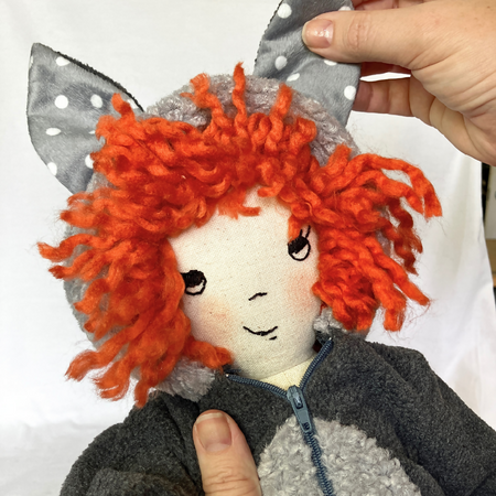 Wolf Onesie| Handmade Fabric Doll| Oh-so-generous hair| 53cm| Personalised